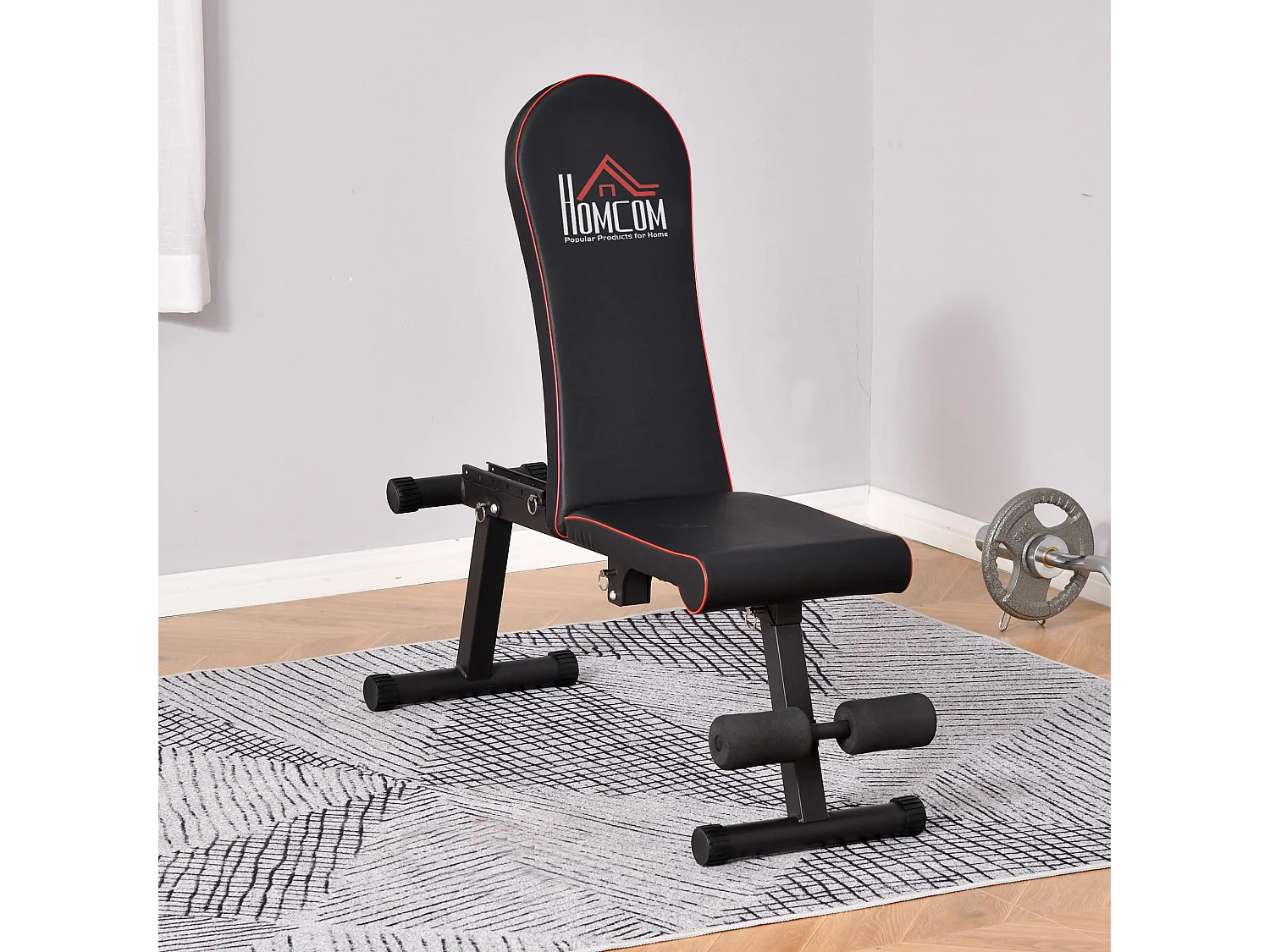 Banco de musculación negro 130x37x108 cm HOMCOM