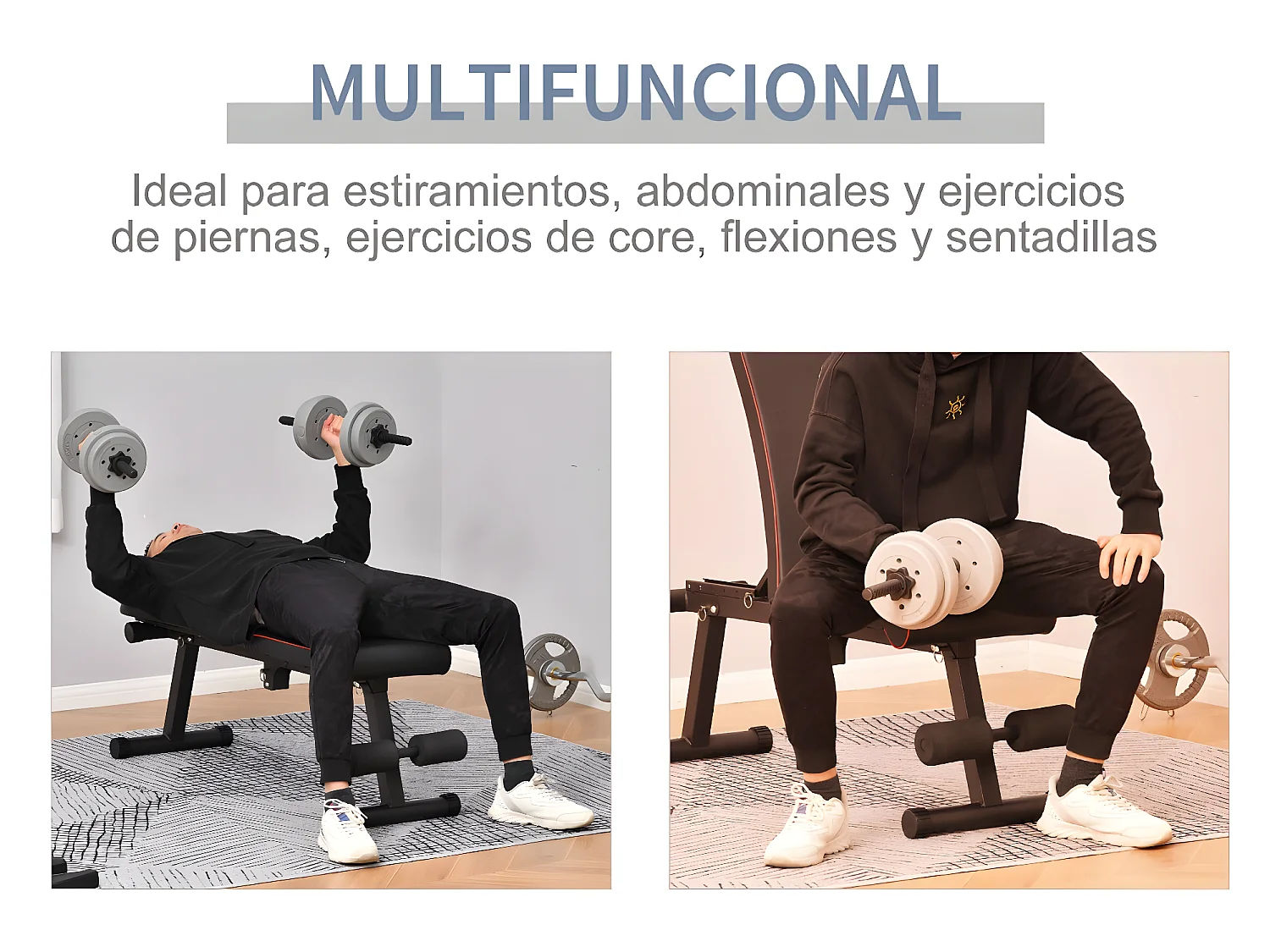 Banco de musculación negro 130x37x108 cm HOMCOM