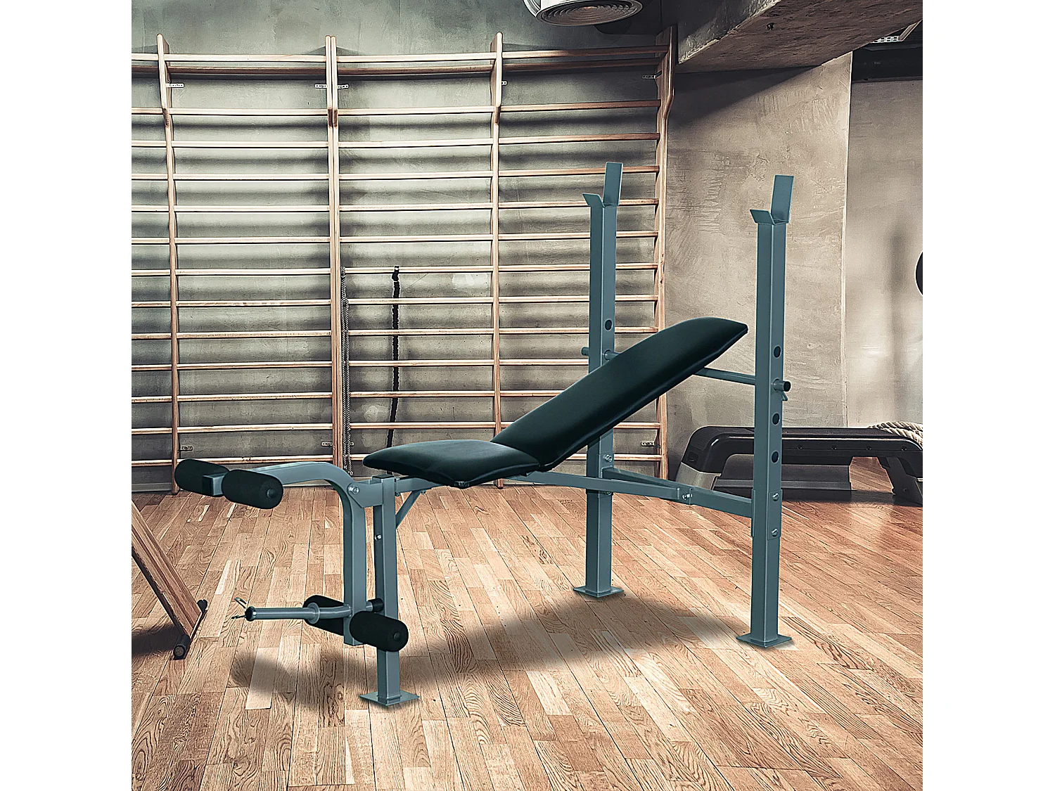 Banco de pesas negro y plateado 165x68x114 cm HOMCOM