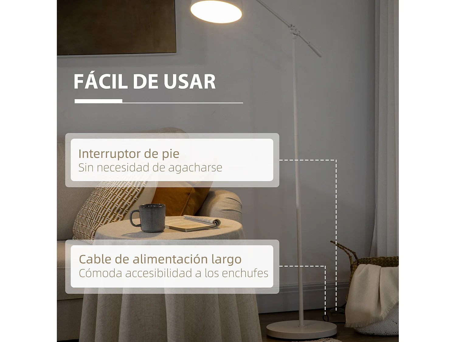 Lámpara de pie blanco 30x30x155 cm HOMCOM