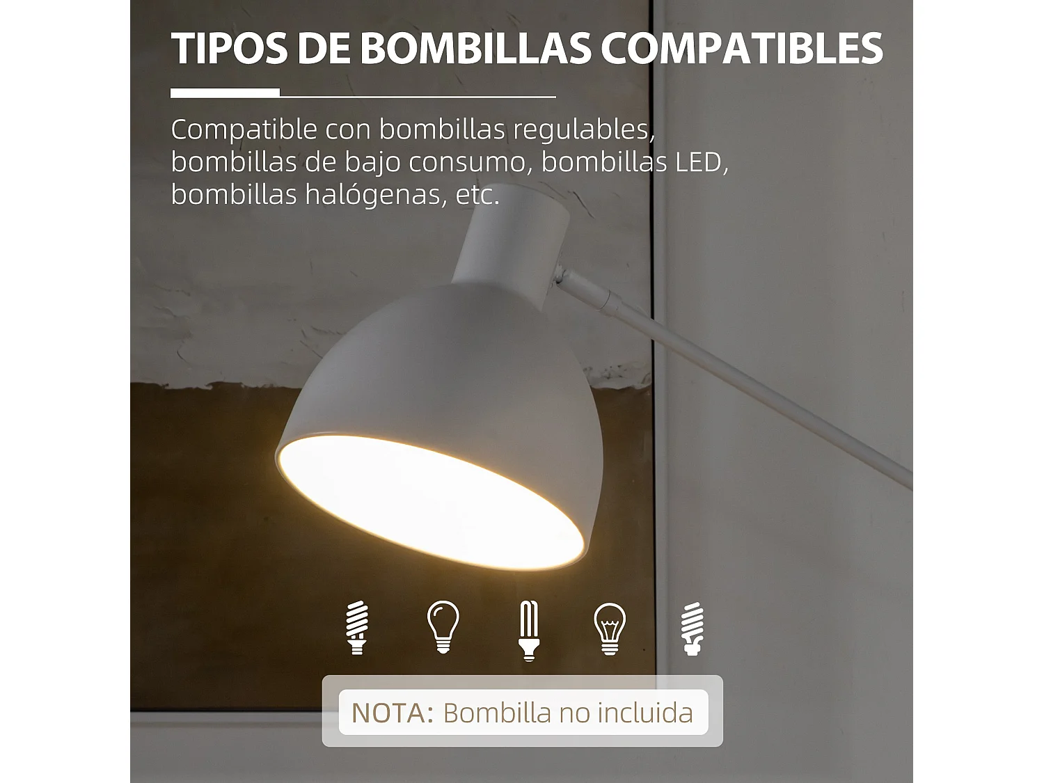 Lámpara de pie blanco 30x30x155 cm HOMCOM