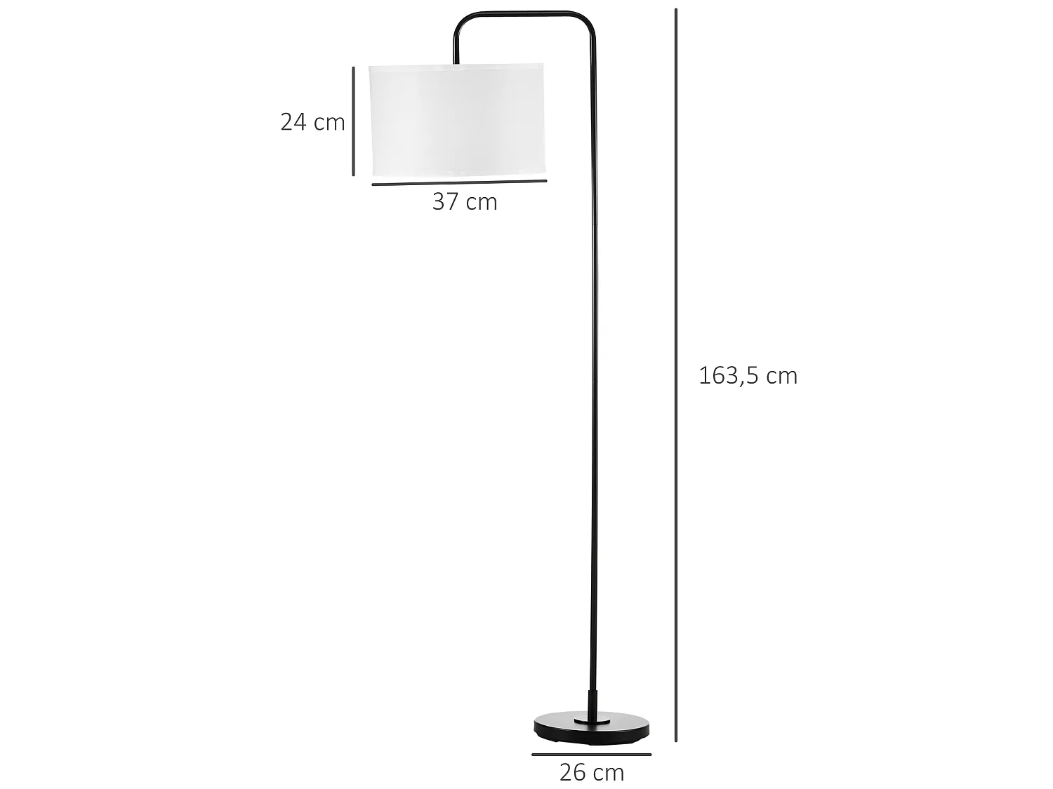 Lámpara de pie blanco y negro 64x38x163.5 cm HOMCOM