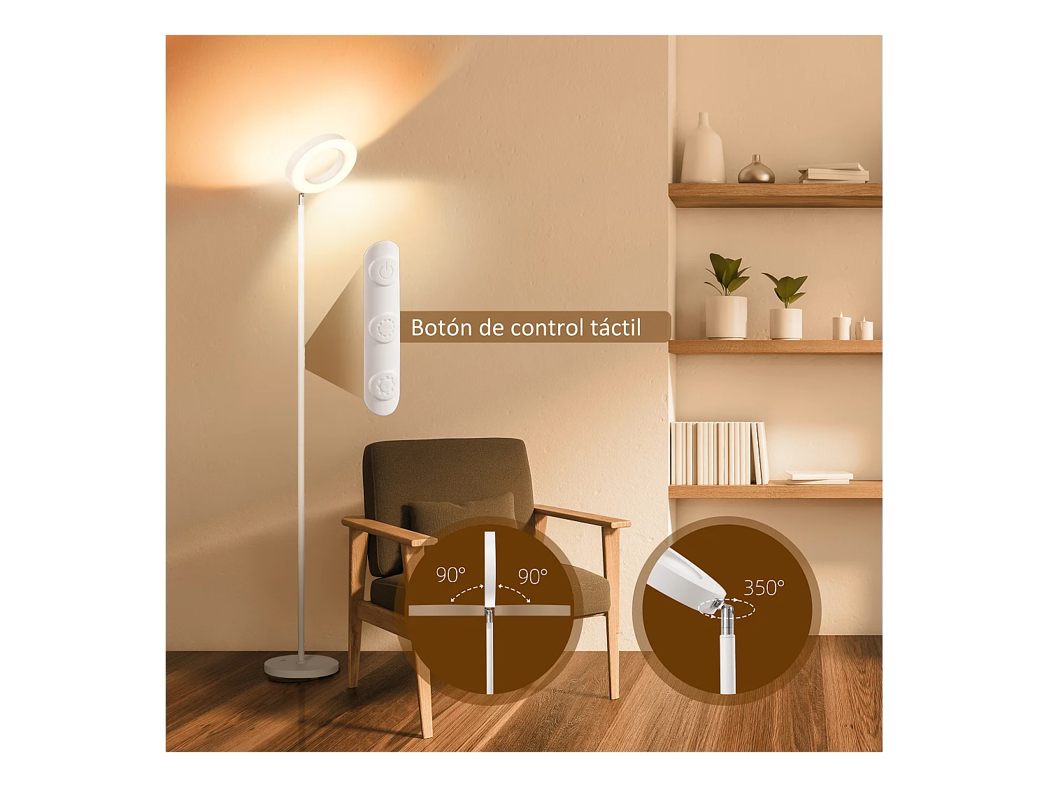 Lámpara de pie blanco 25x25x168 cm HOMCOM