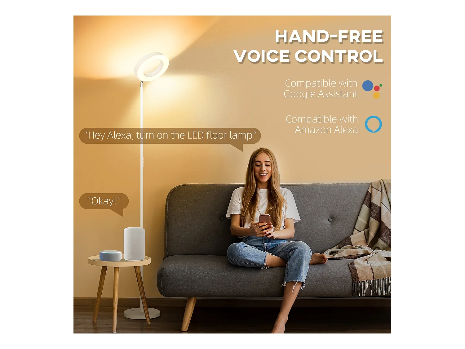 Lámpara de pie blanco 25x25x168 cm HOMCOM