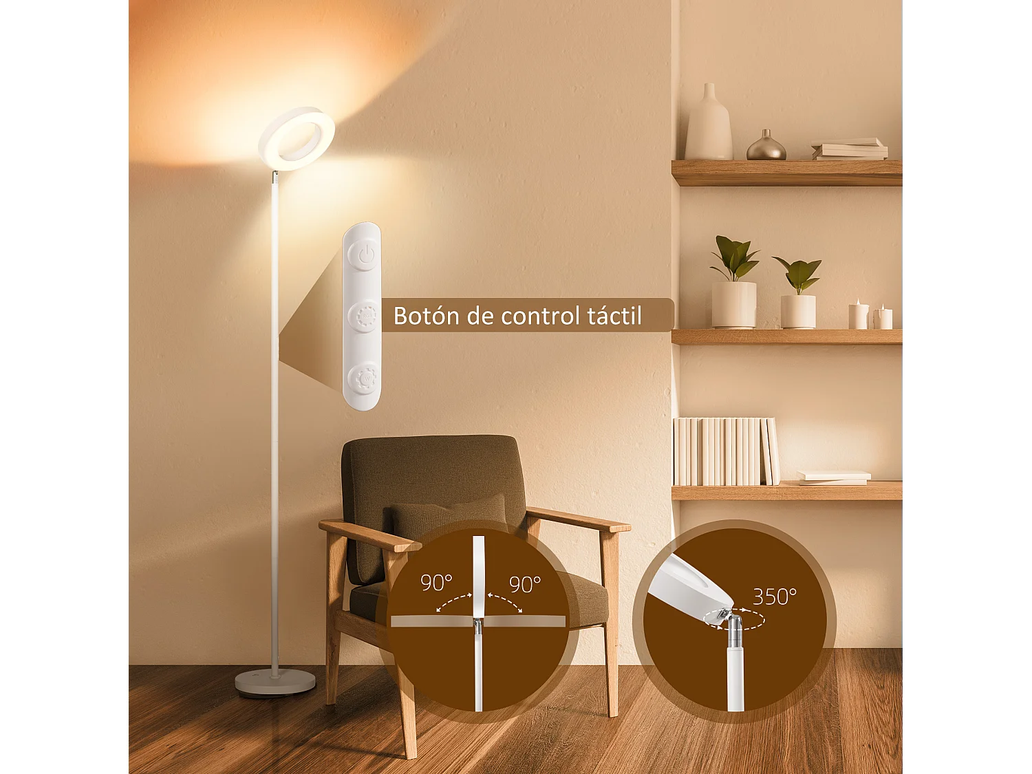 Lámpara de pie blanco 25x25x168 cm HOMCOM