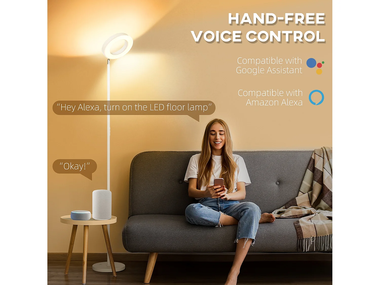 Lámpara de pie blanco 25x25x168 cm HOMCOM