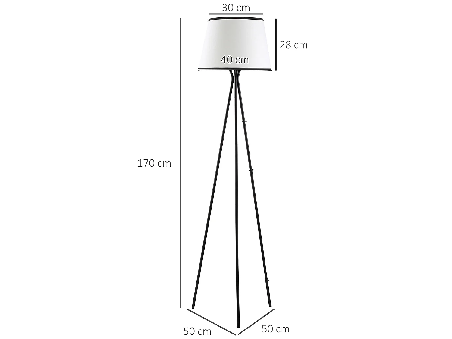 Lámpara de pie negro y blanco 50x50x170 cm HOMCOM