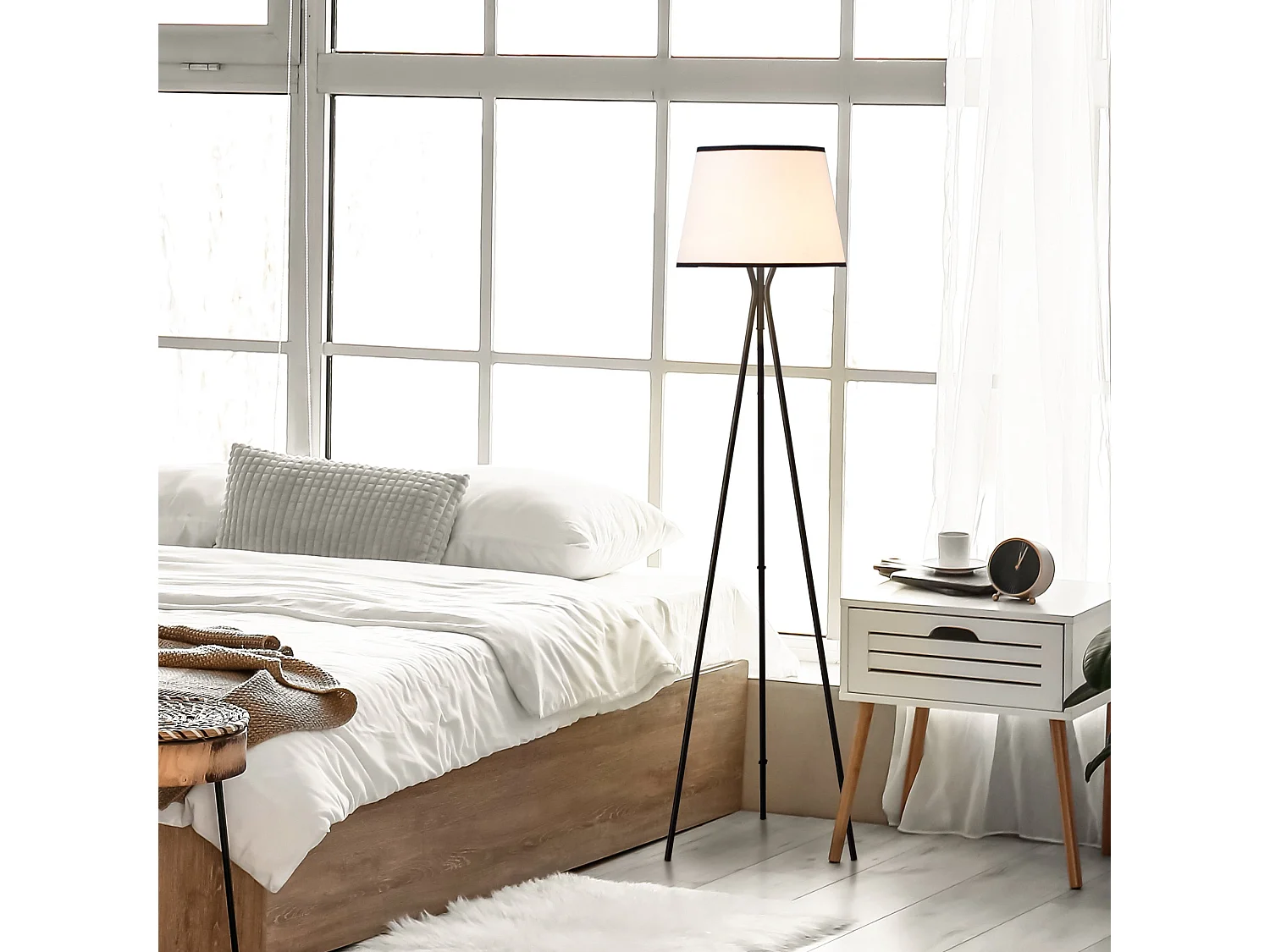 Lámpara de pie negro y blanco 50x50x170 cm HOMCOM