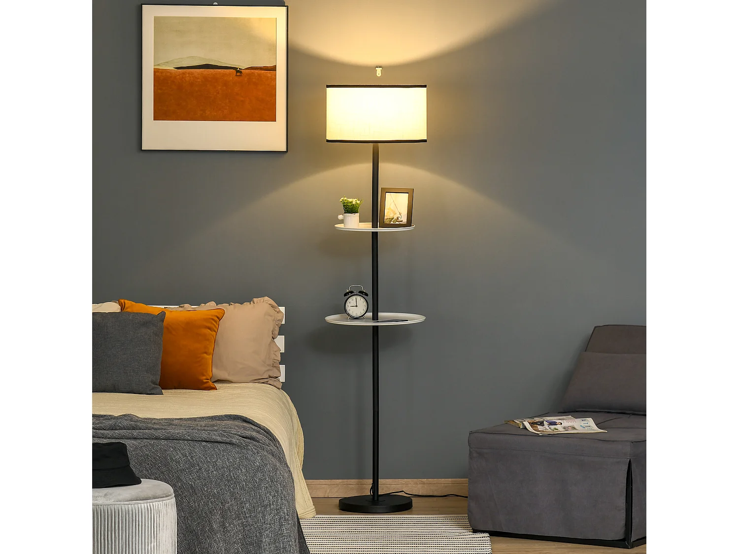 Lámpara de pie blanco y negro ø40x170 cm HOMCOM