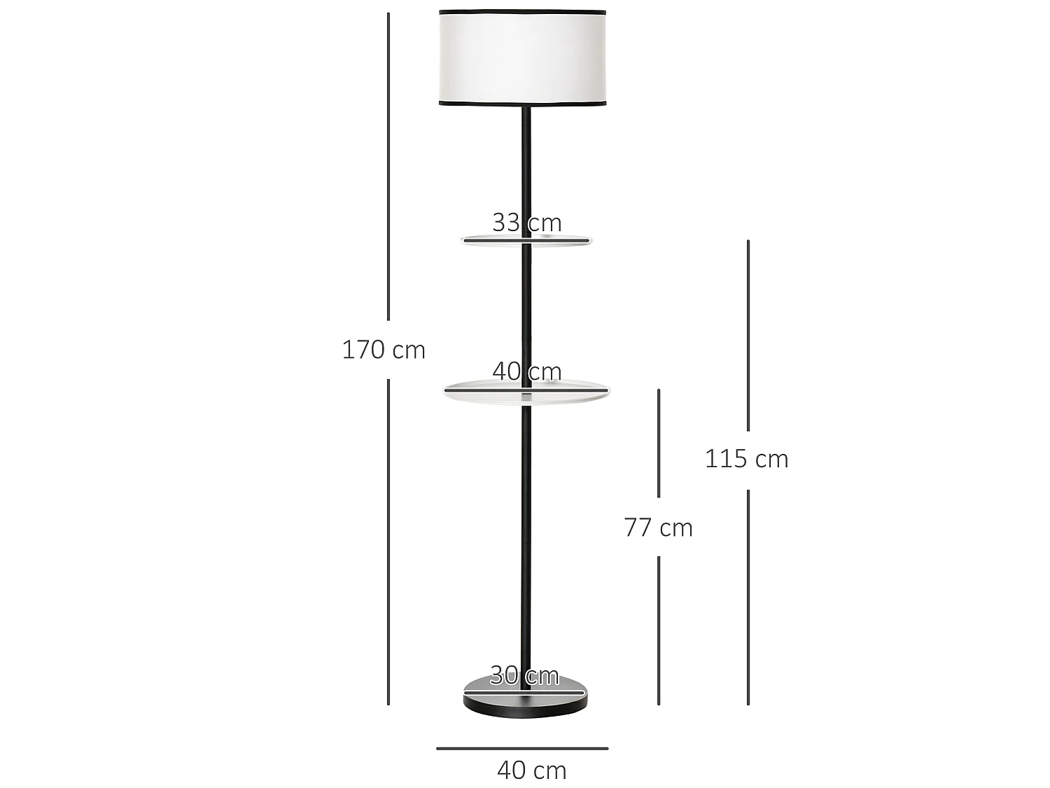 Lámpara de pie blanco y negro ø40x170 cm HOMCOM