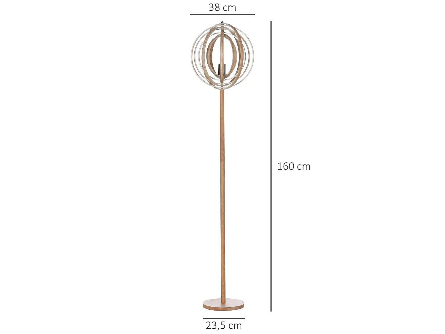 Lámpara de pie madera natural 38x38x160 cm HOMCOM