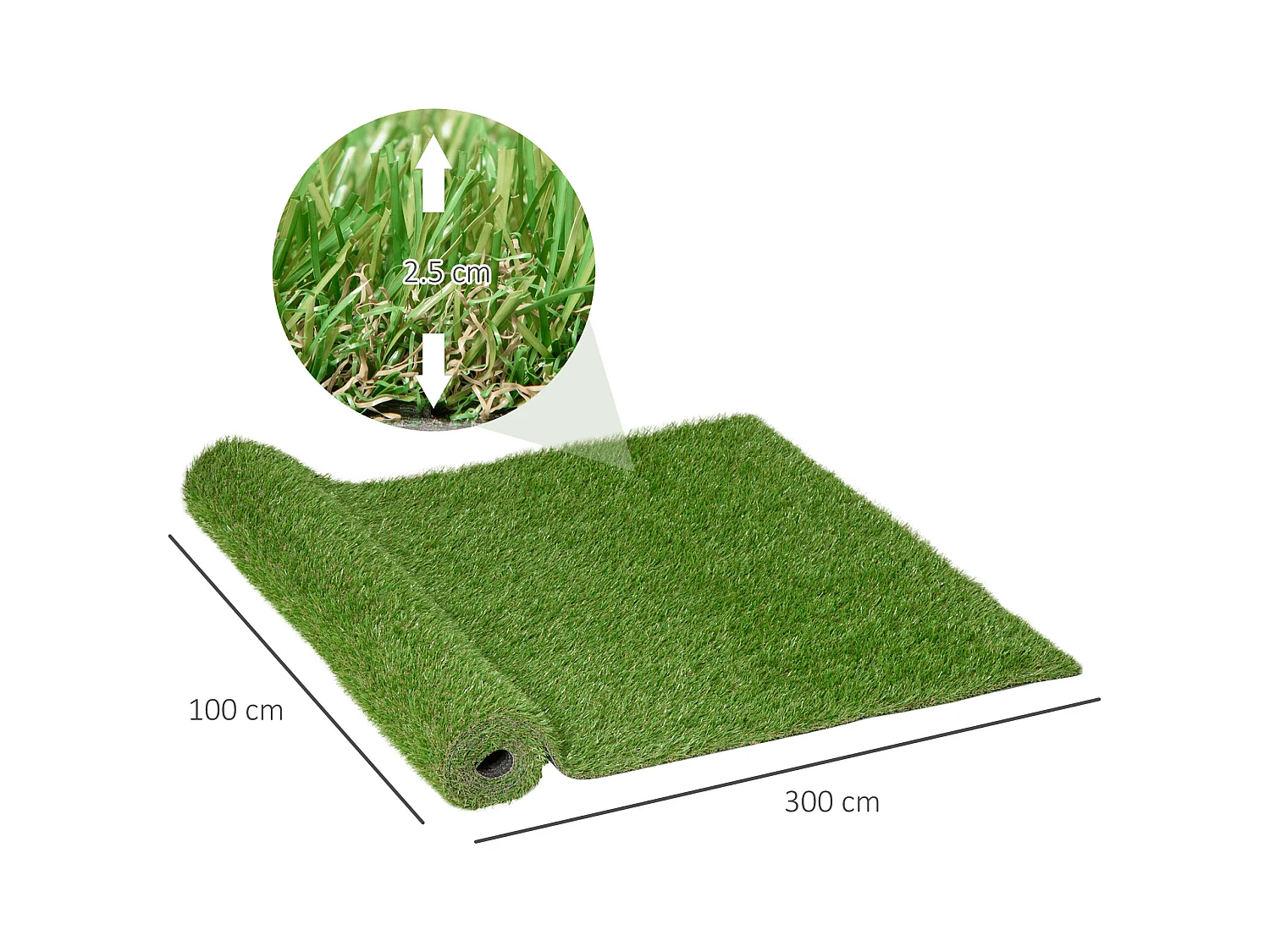 Césped artificial verde 300x100x2,5cm Outsunny