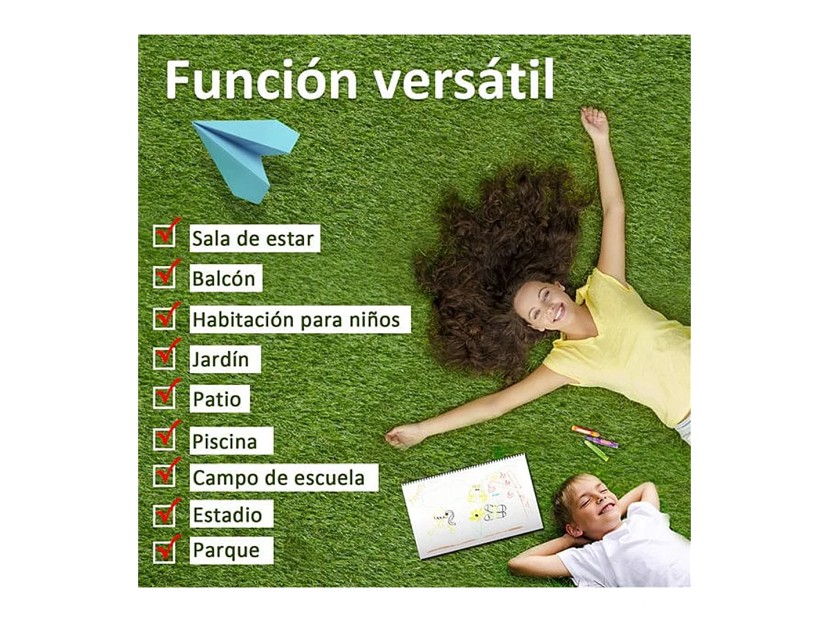 Césped artificial verde 300x100x2,5cm Outsunny