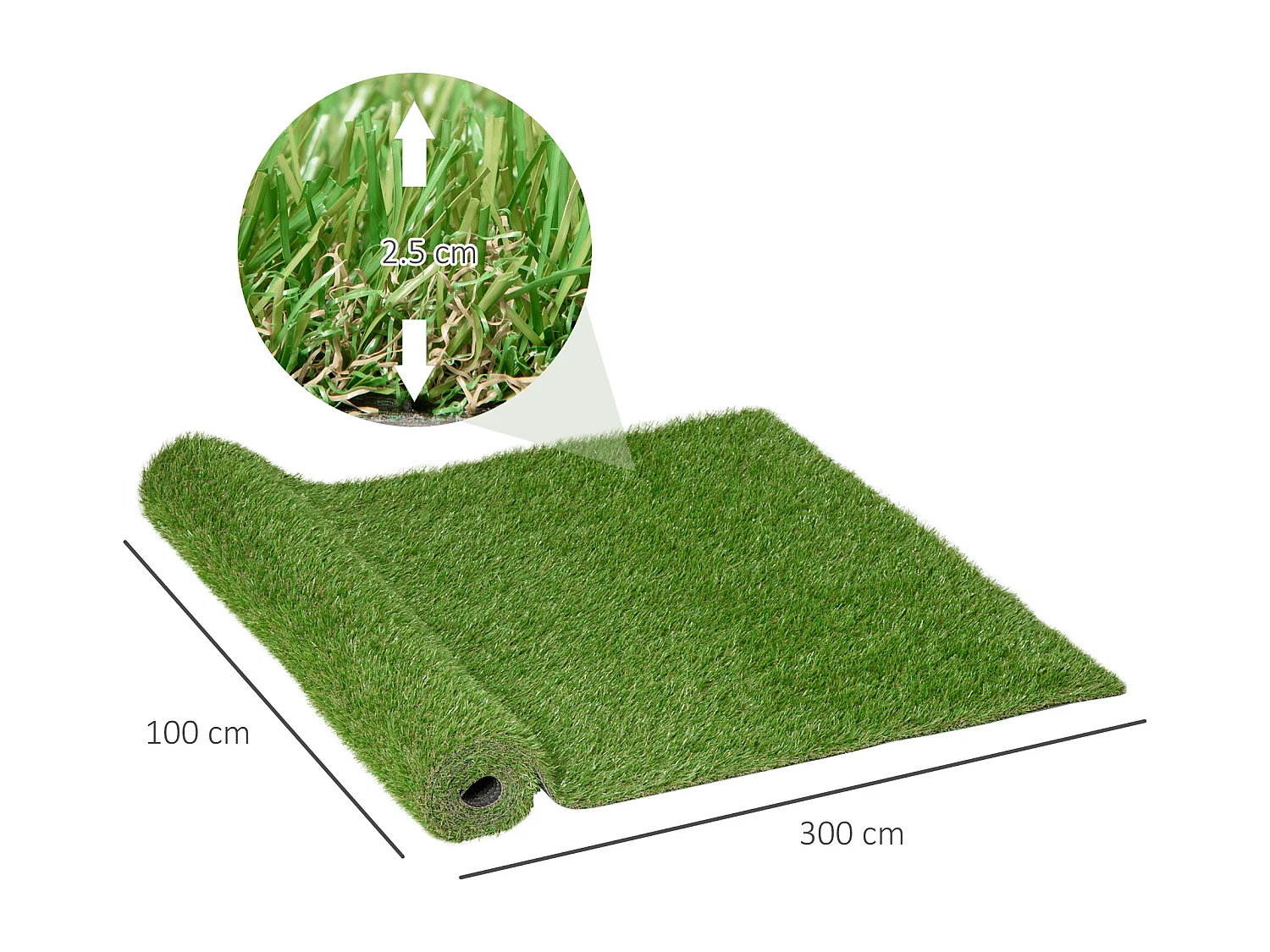 Césped artificial verde 300x100x2,5cm Outsunny