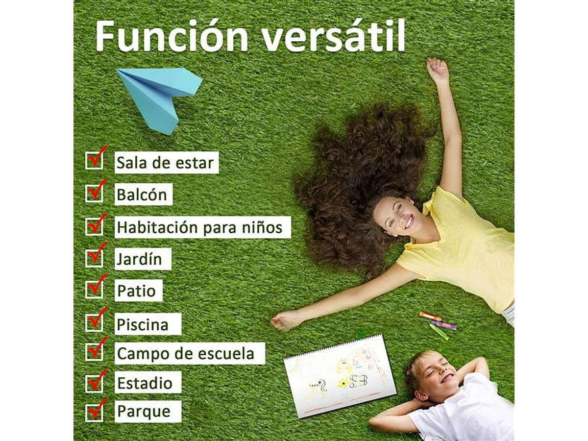 Césped artificial verde 300x100x2,5cm Outsunny