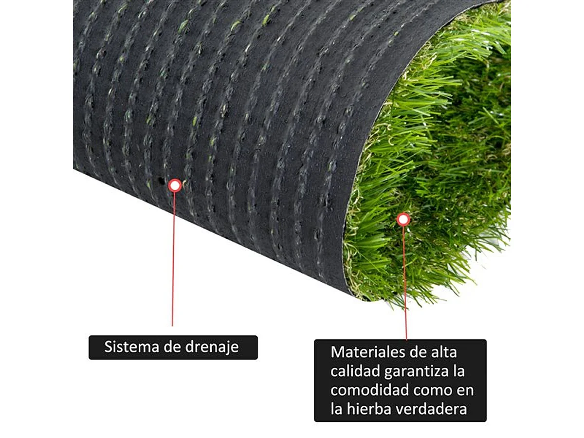 Césped artificial verde 300x100x2,5cm Outsunny