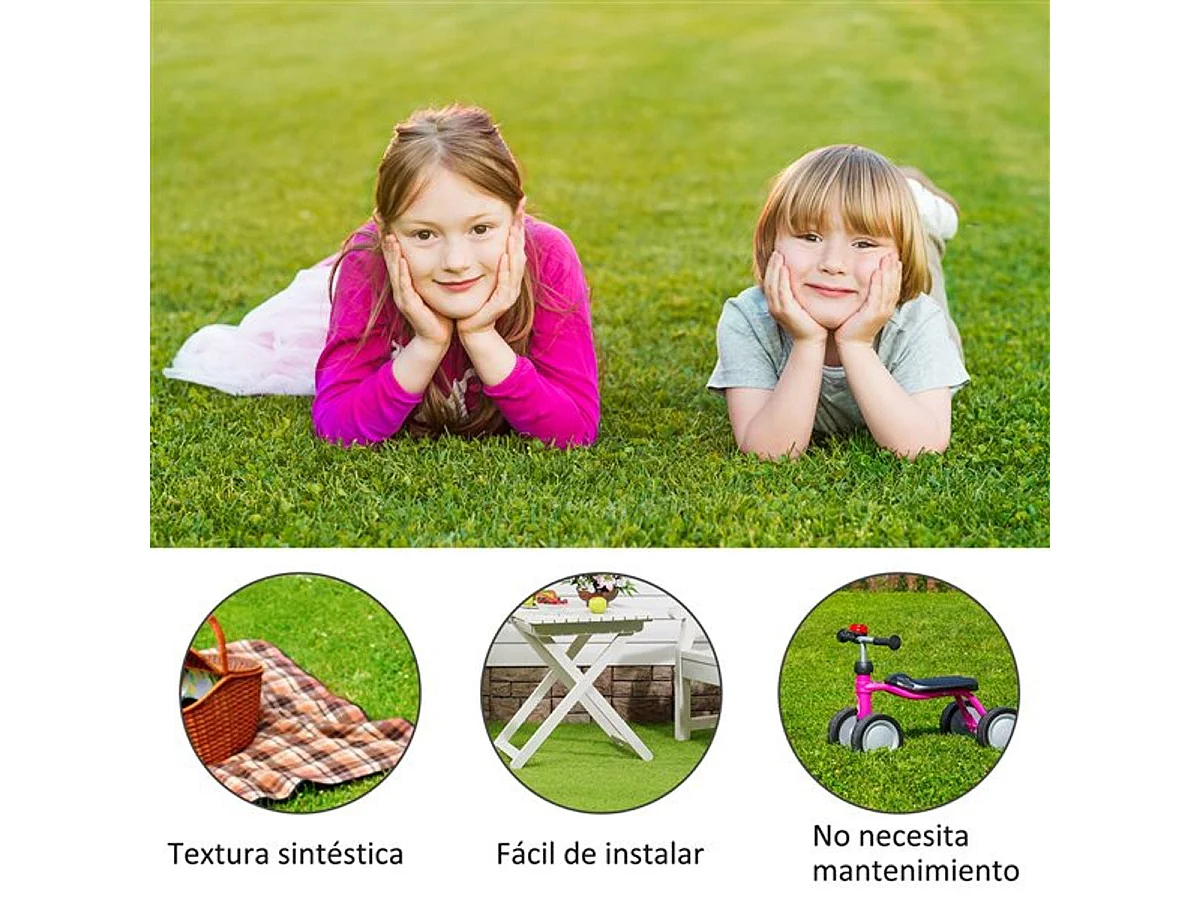 Césped artificial verde 300x100x2,5cm Outsunny