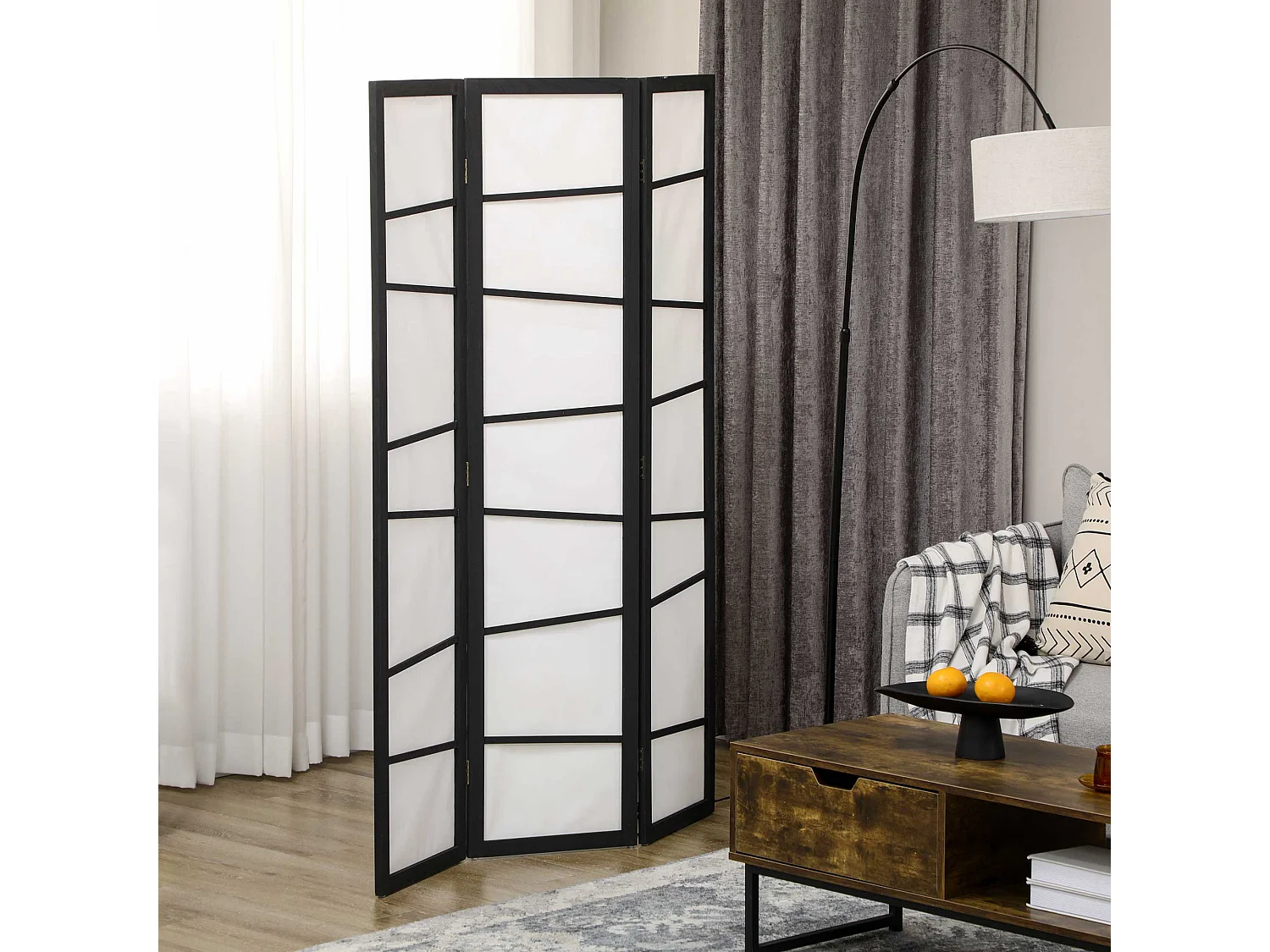 Biombo separador blanco y negro 120x170x1.8 cm HOMCOM
