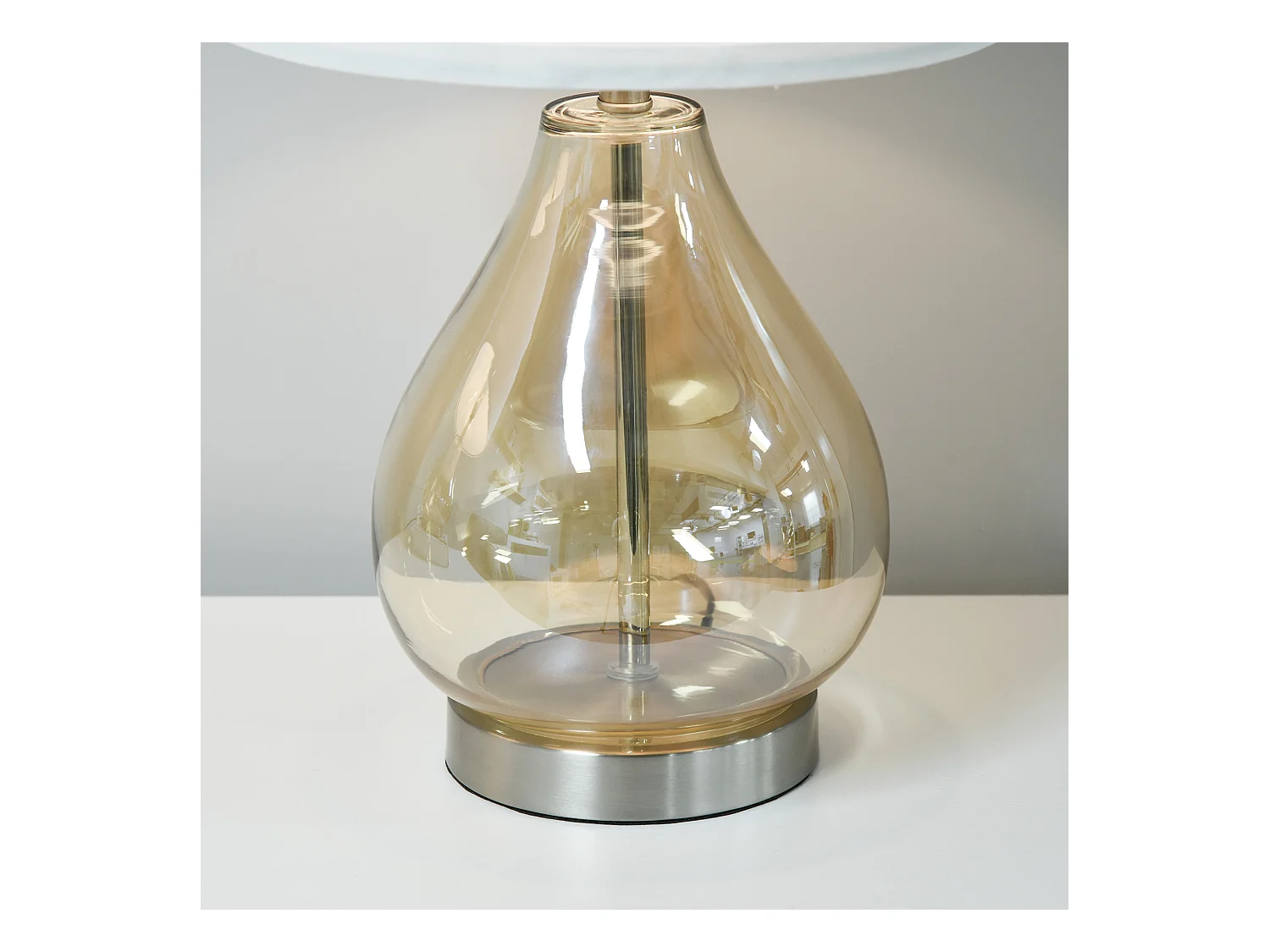 Lámpara de mesa blanco, plata, ámbar 30x30x56 cm HOMCOM