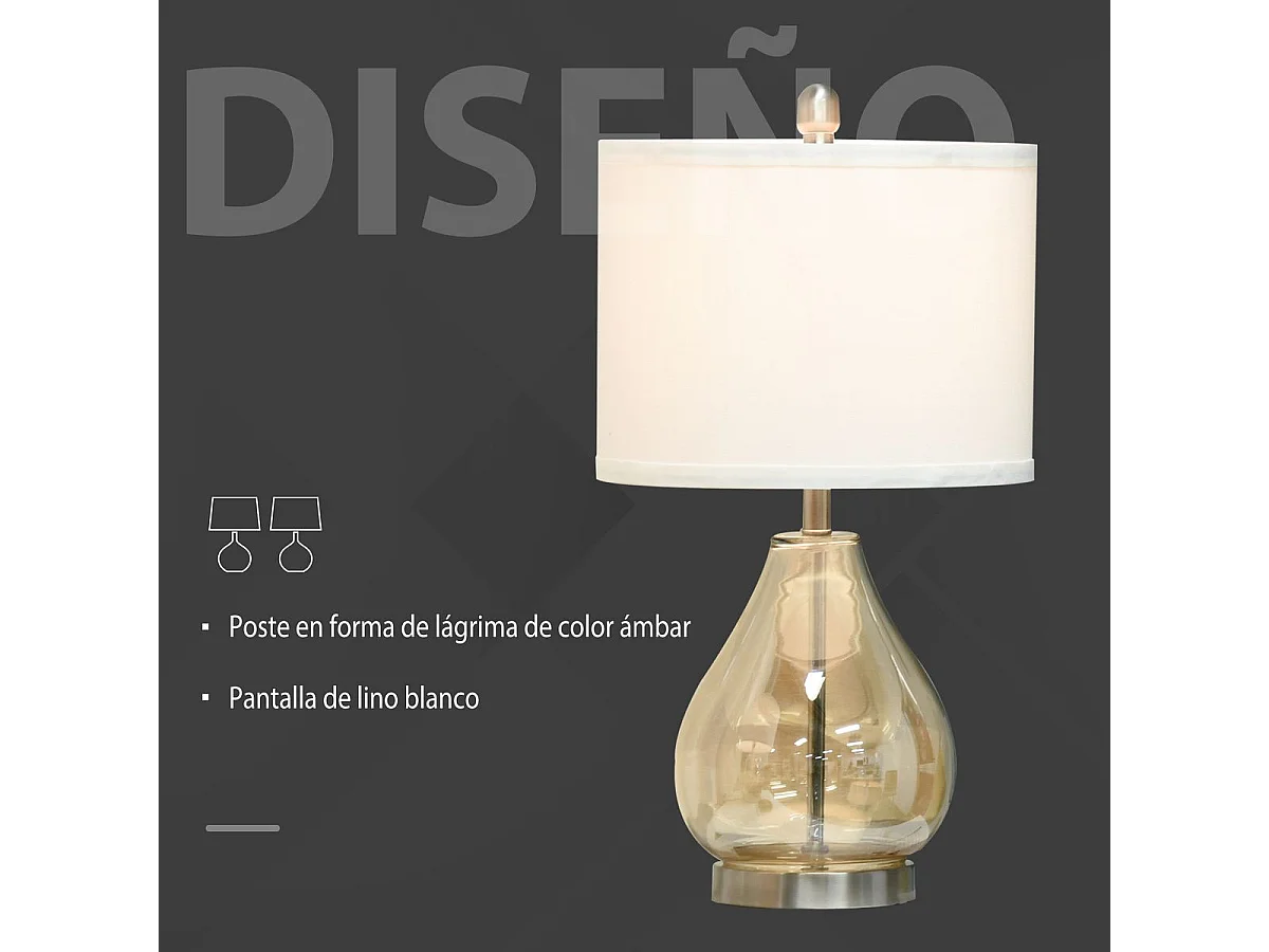 Lámpara de mesa blanco, plata, ámbar 30x30x56 cm HOMCOM