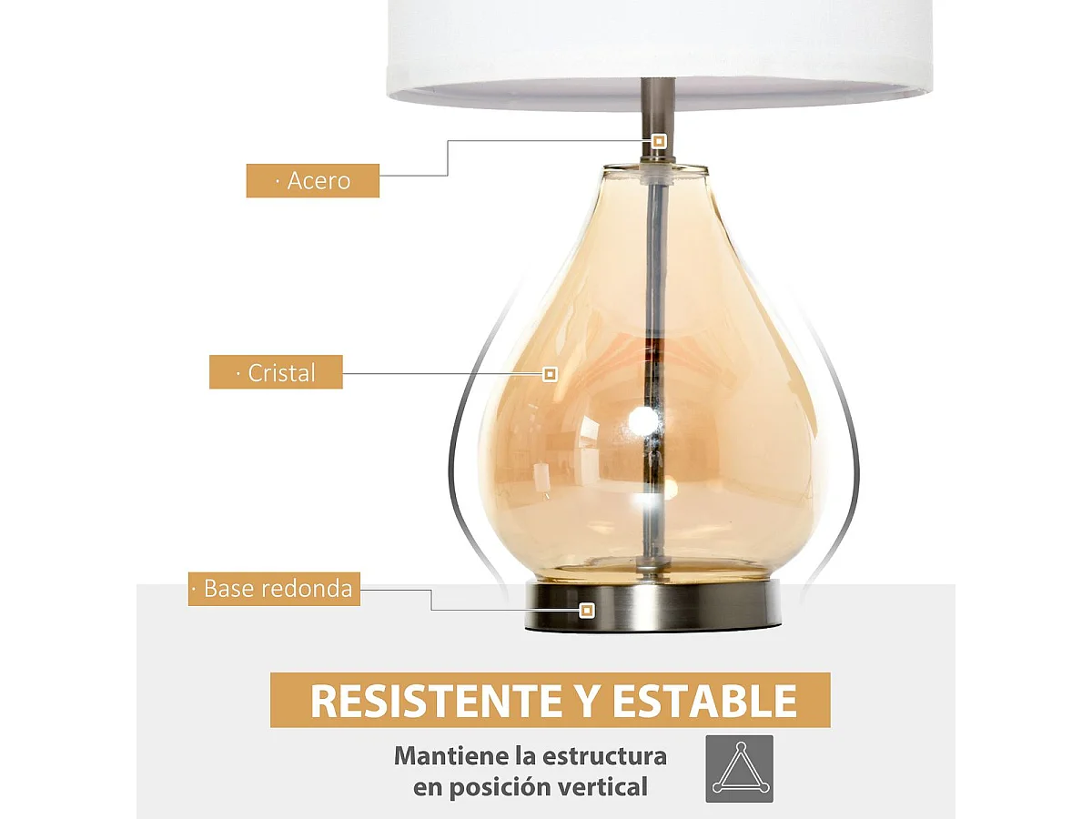 Lámpara de mesa blanco, plata, ámbar 30x30x56 cm HOMCOM