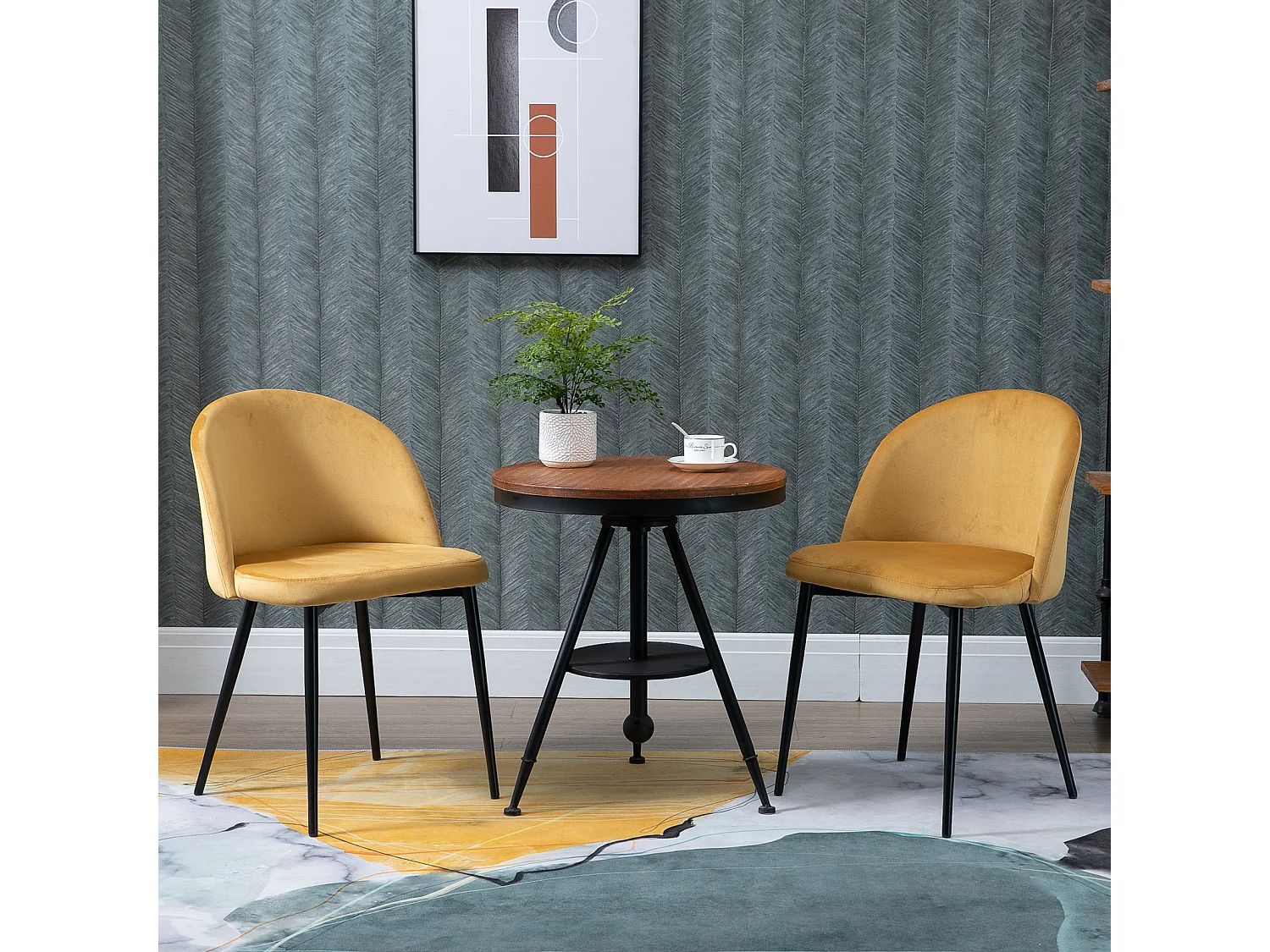 Set 2 sillas de comedor camel 49x50x77 cm HOMCOM