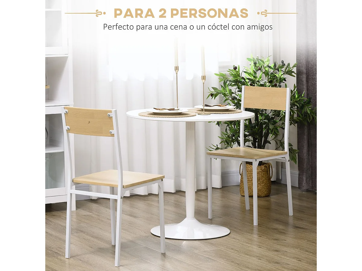 Mesa de comedor blanco 80x80x75 cm HOMCOM