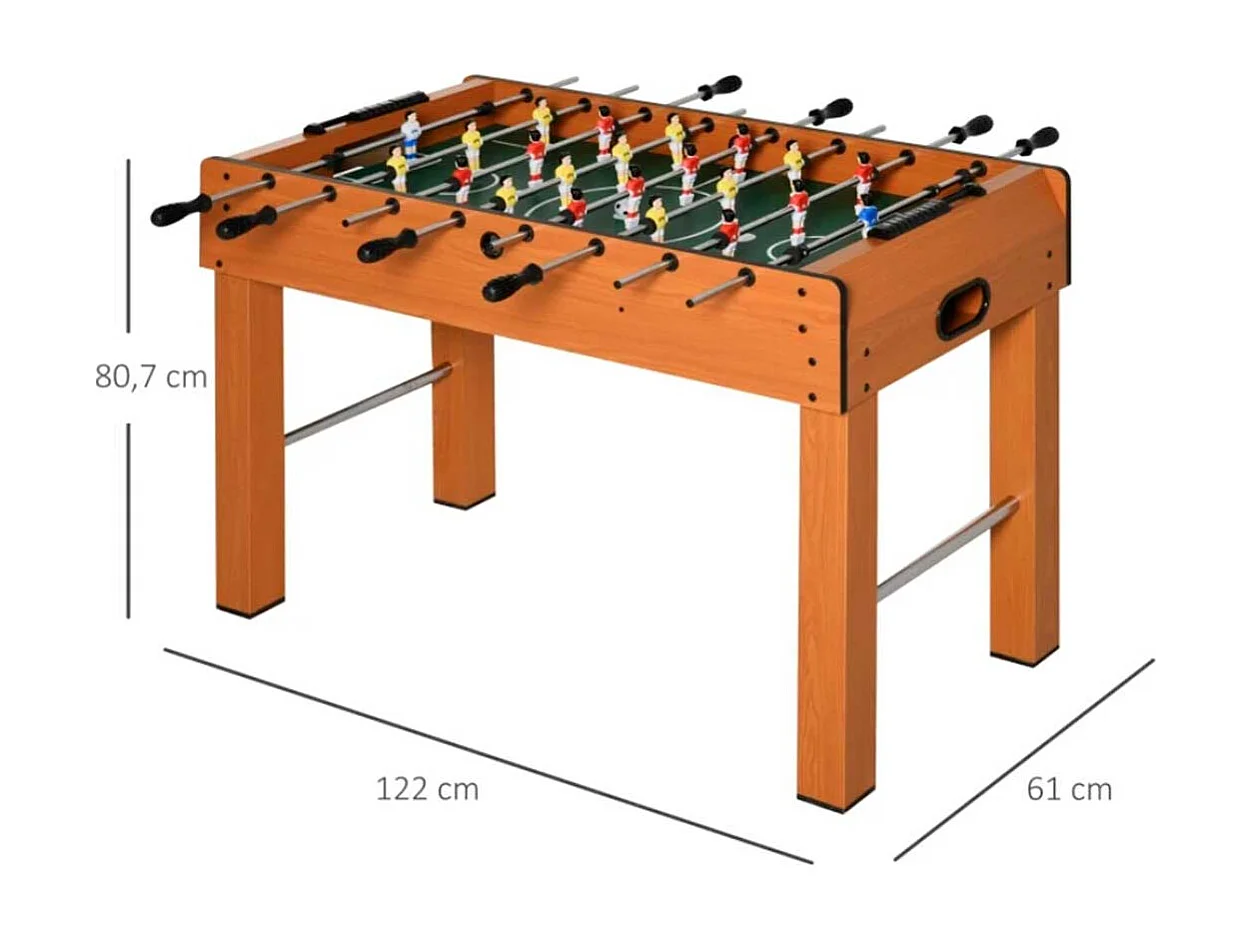 Futbolín de madera madera natural 122x61x80,7cm HOMCOM