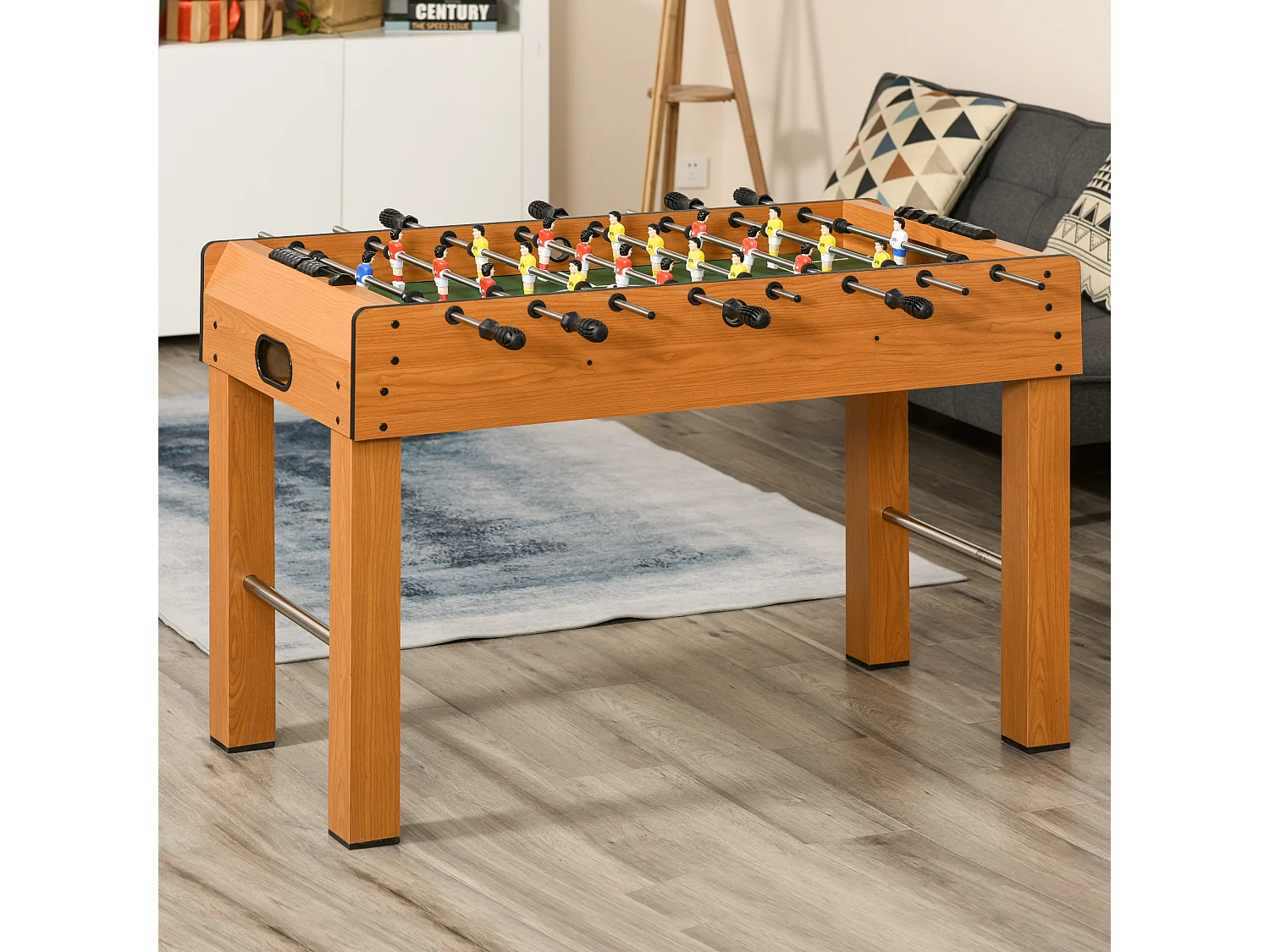 Futbolín de madera madera natural 122x61x80,7cm HOMCOM