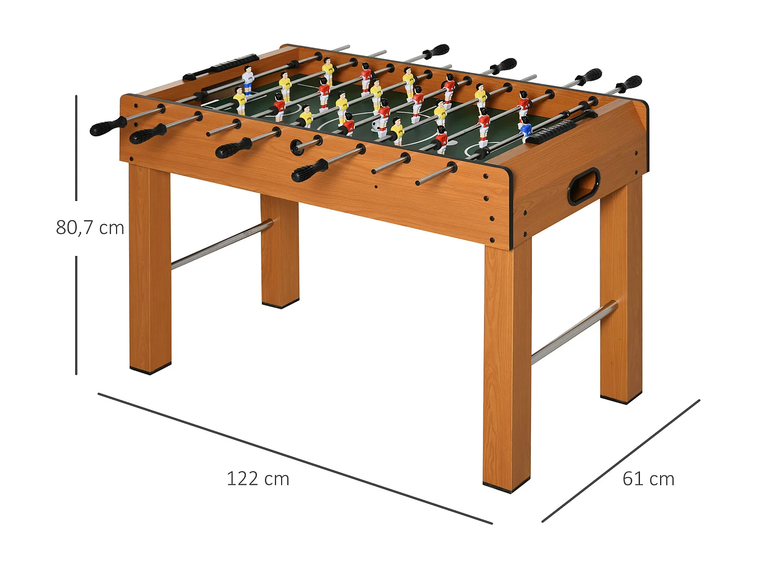 Futbolín de madera madera natural 122x61x80,7cm HOMCOM