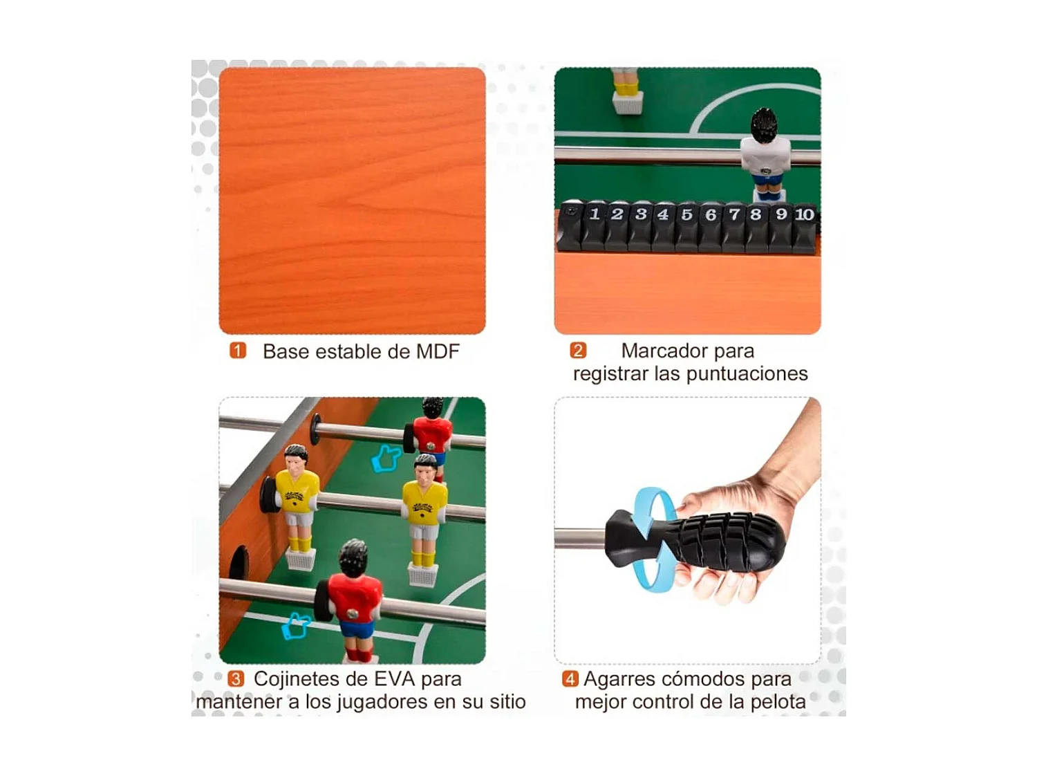 Futbolín de madera madera natural 122x61x80,7cm HOMCOM