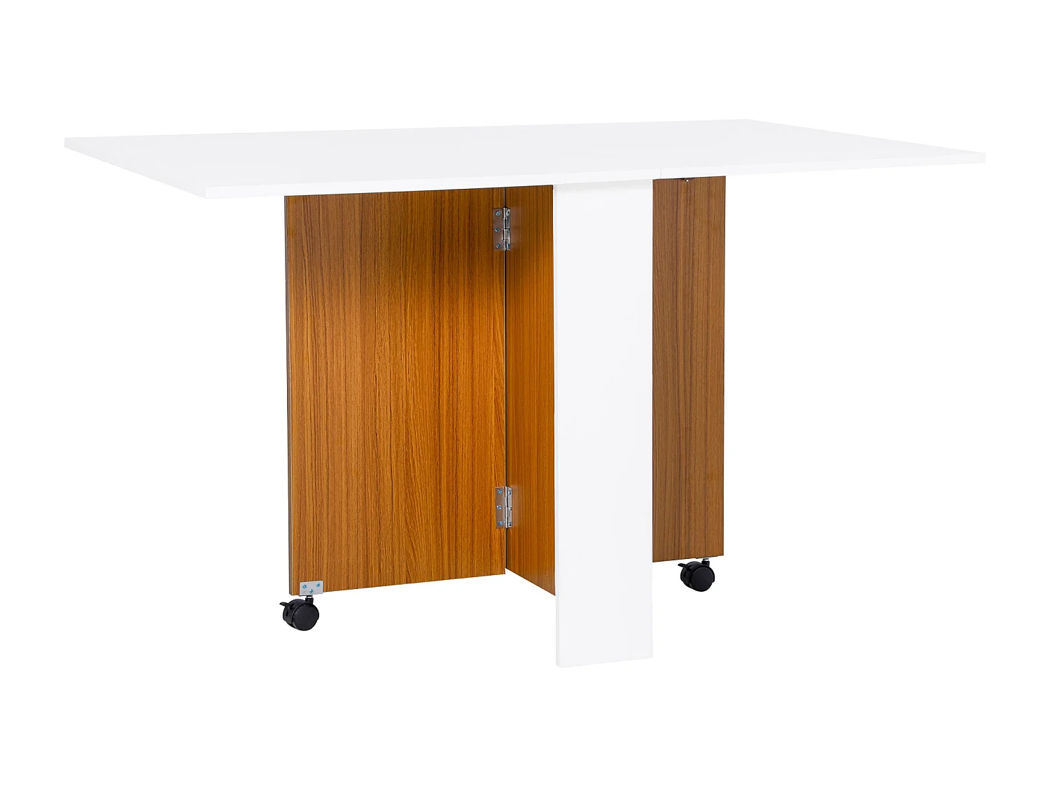 Mesa plegable con ruedas blanco y madera 120x80x73 cm HOMCOM