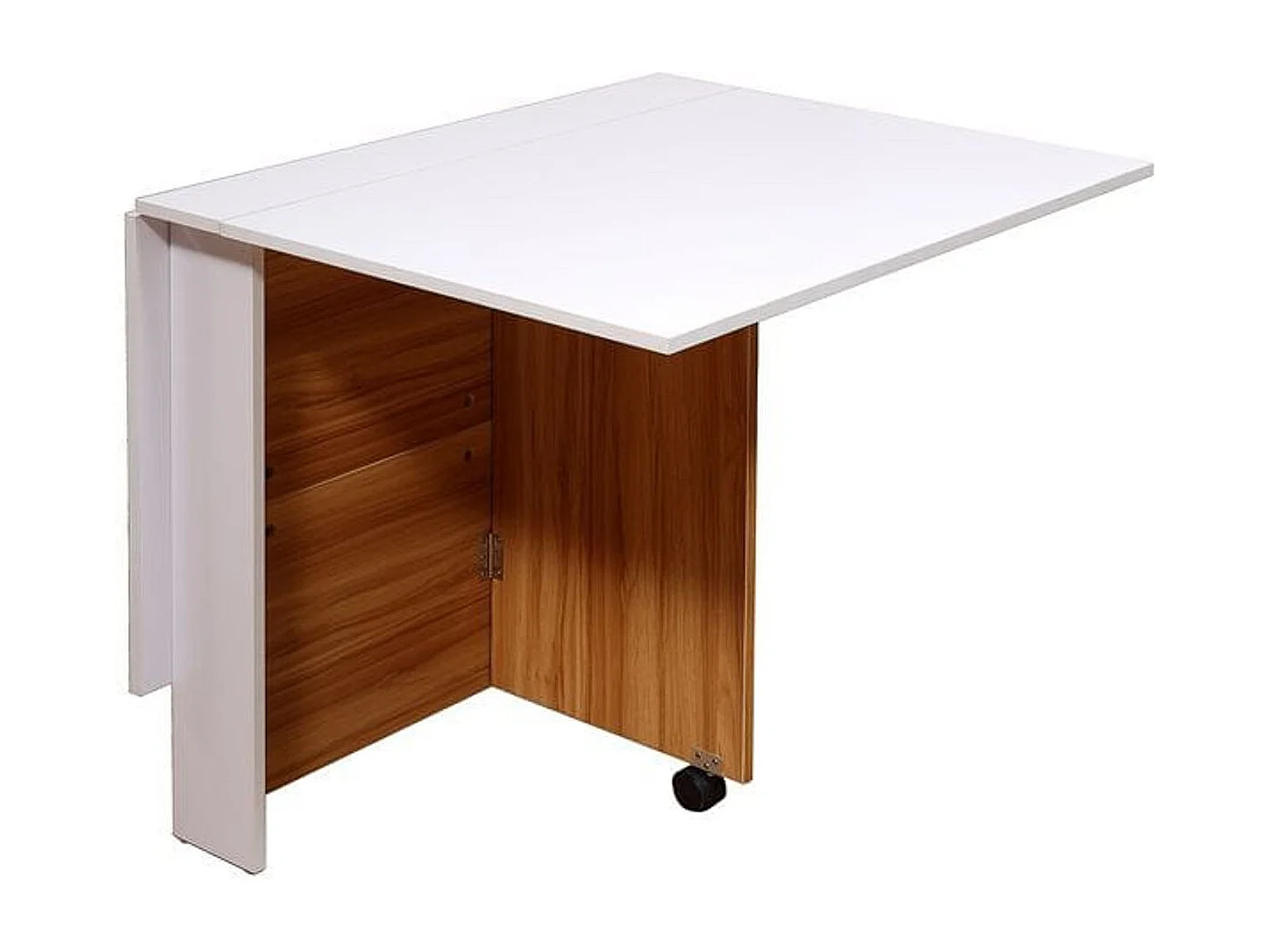 Mesa plegable con ruedas blanco y madera 120x80x73 cm HOMCOM