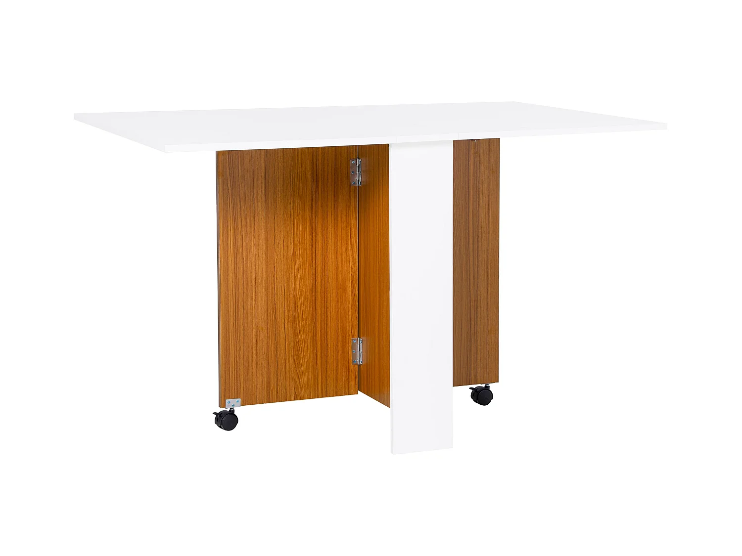 Mesa plegable con ruedas blanco y madera 120x80x73 cm HOMCOM