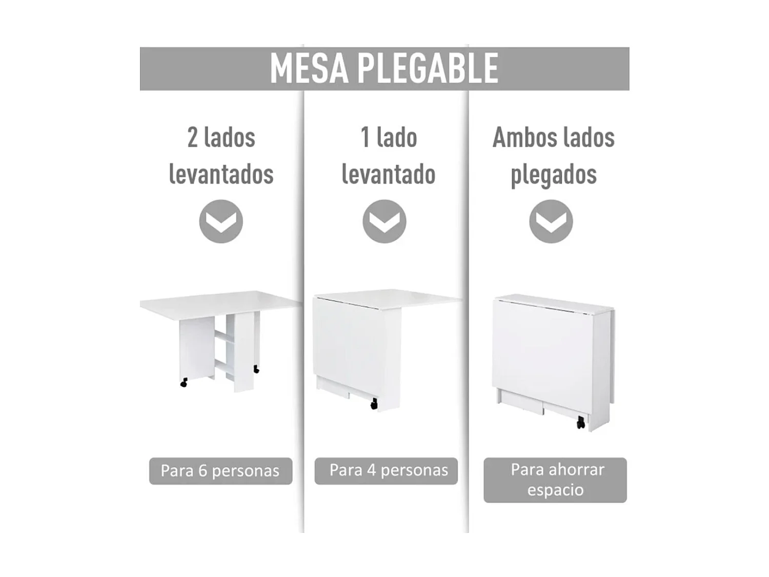 Mesa de comedor plegable blanco 75x140x74 cm HOMCOM