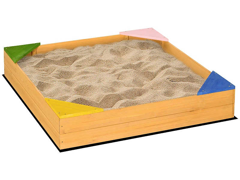 Arenero infantil madera natural 109x109x19.8 cm Outsunny