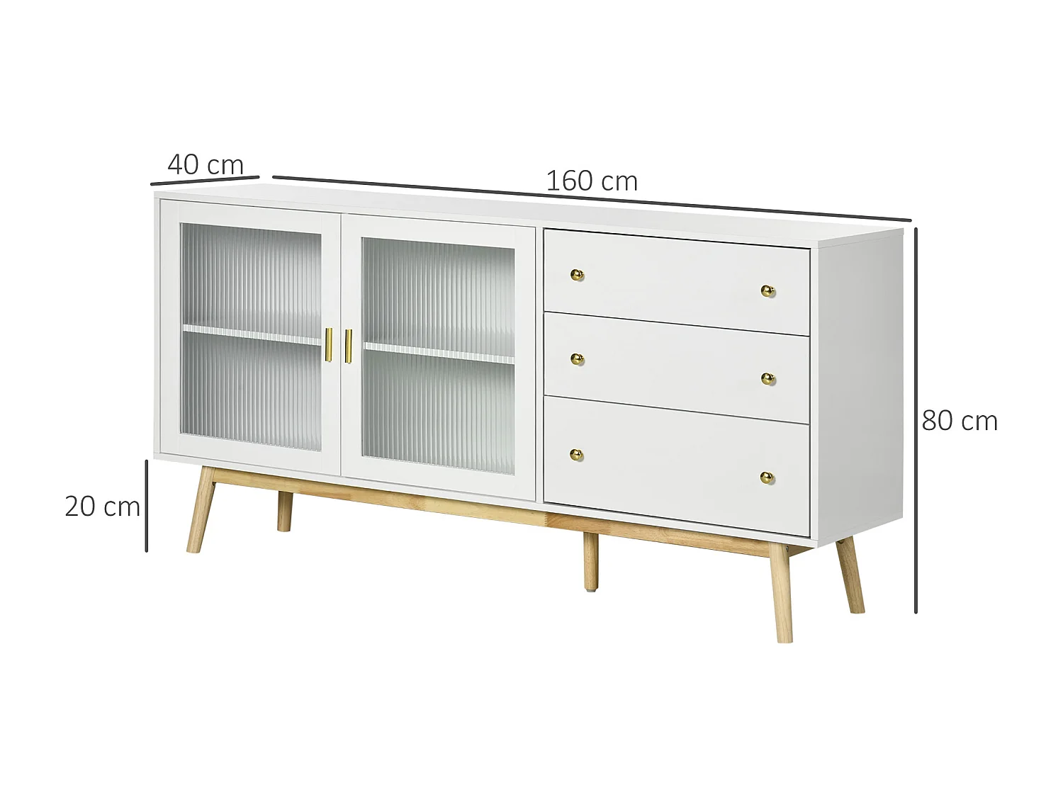 Aparador de cocina blanco 160x40x80 cm HOMCOM