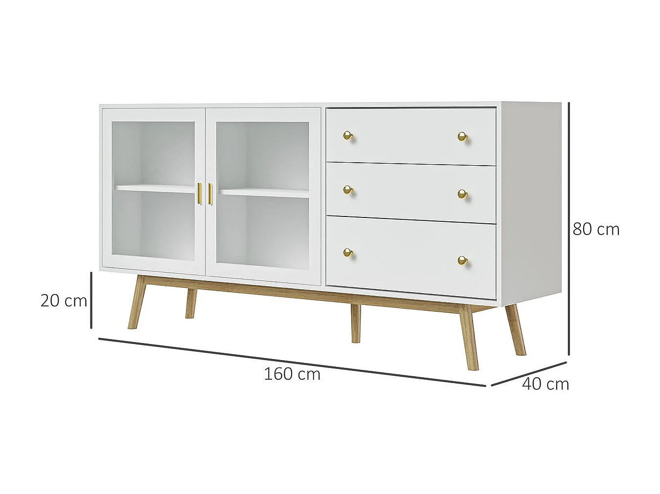 Aparador de cocina blanco 160x40x80 cm HOMCOM