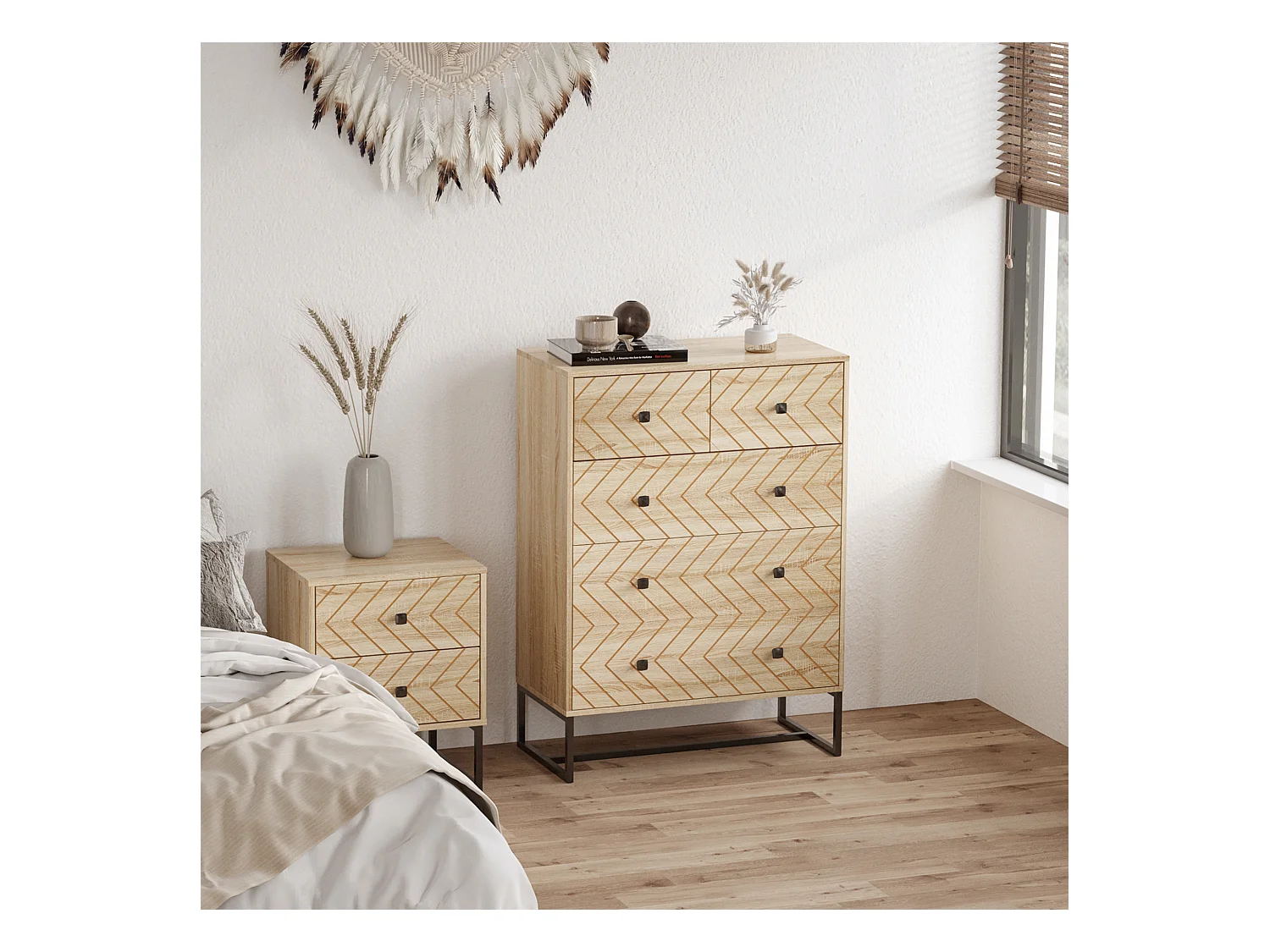 Armario auxiliar color de madera natural 80x39.5x110 cm HOMCOM