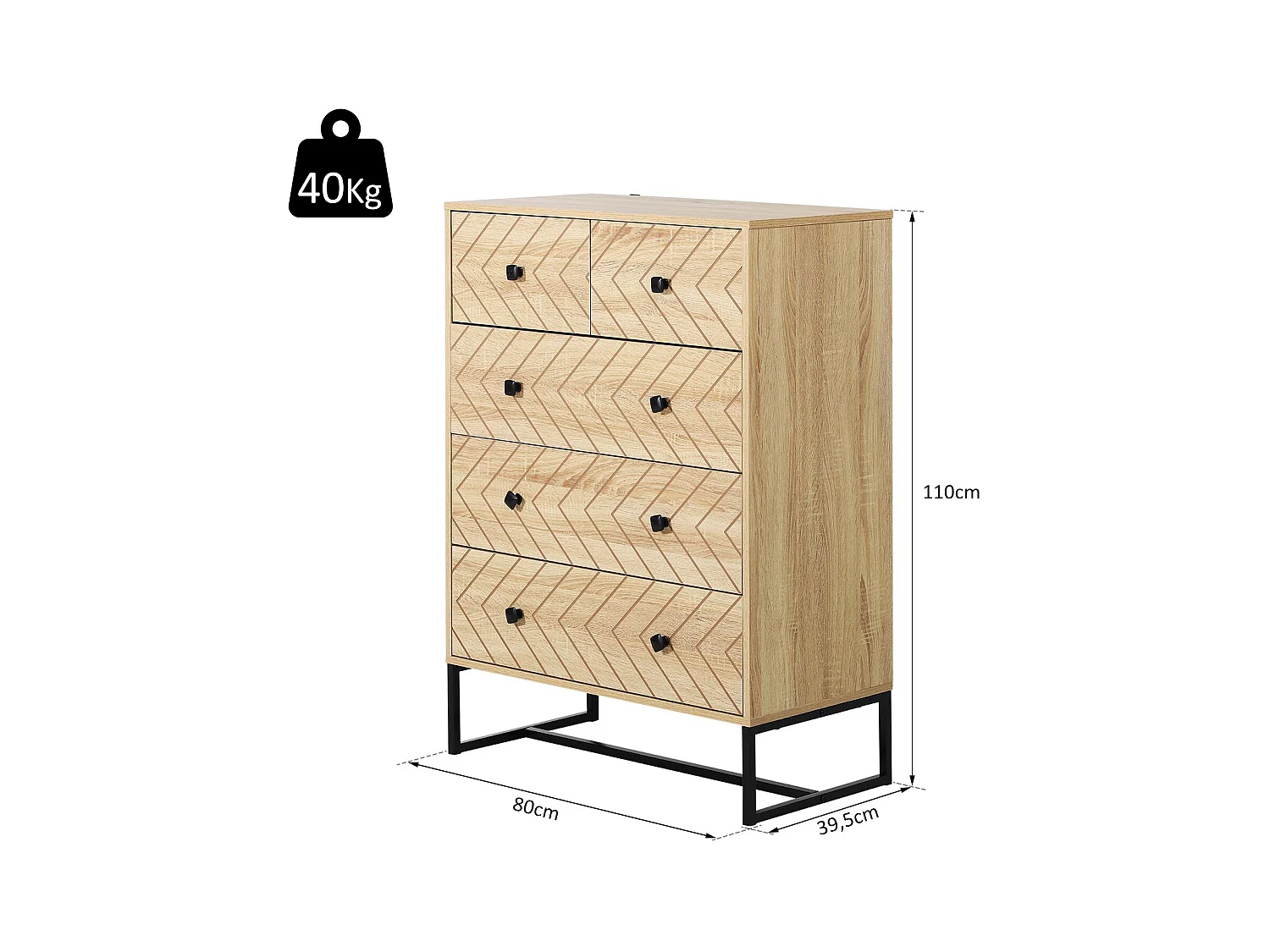 Armario auxiliar color de madera natural 80x39.5x110 cm HOMCOM