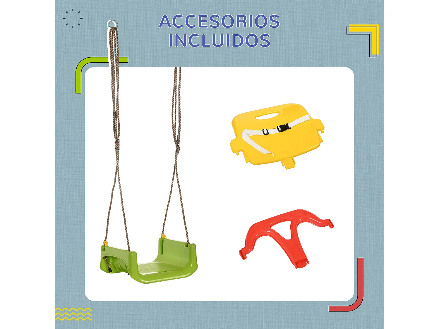 Columpio para bebé verde 42x33x180 cm Outsunny