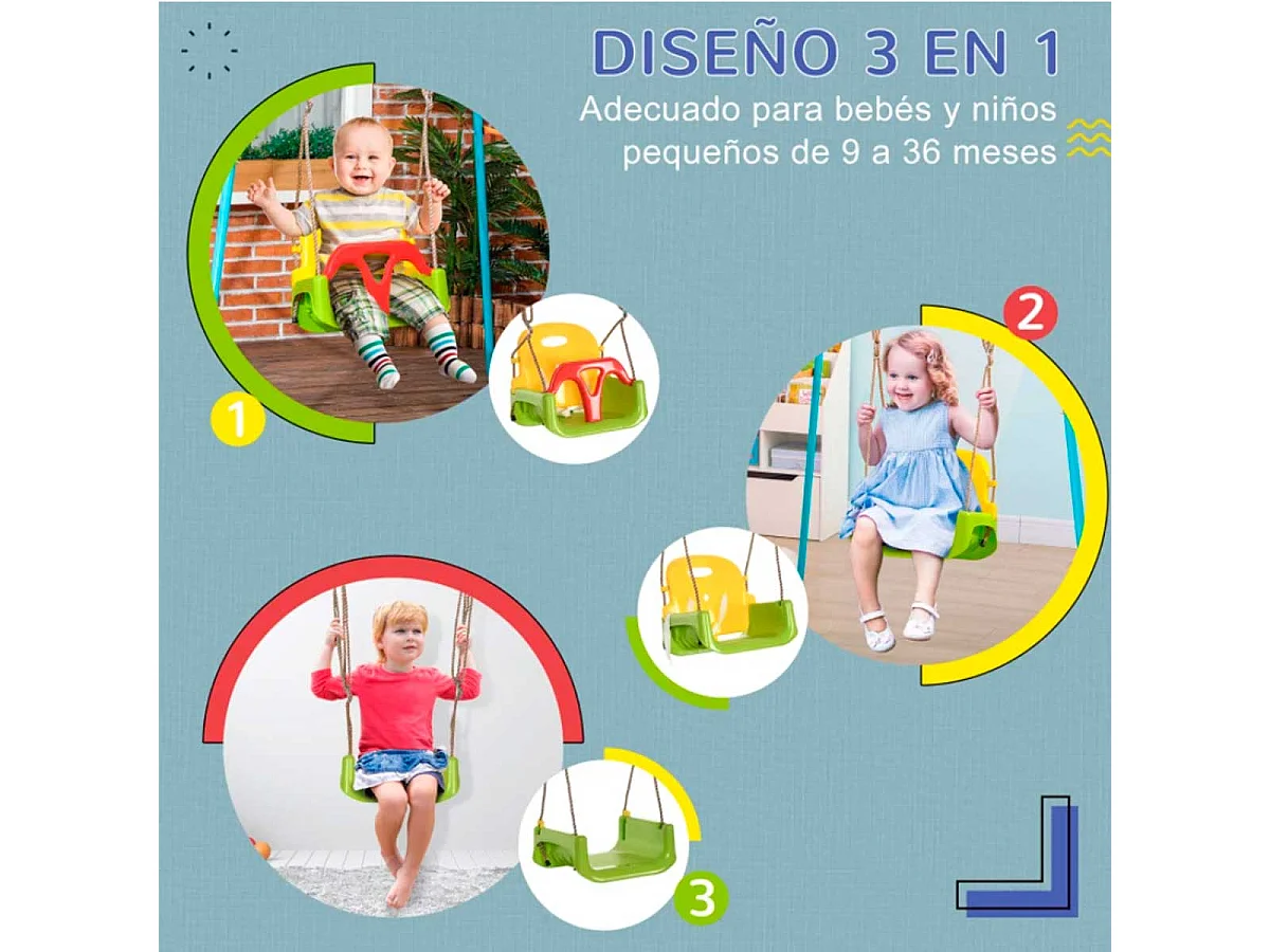 Columpio para bebé verde 42x33x180 cm Outsunny