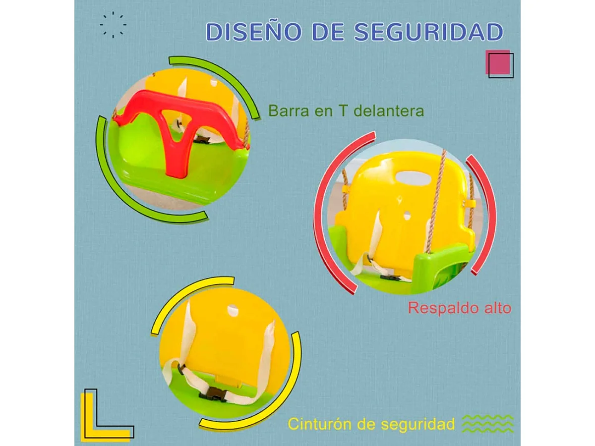 Columpio para bebé verde 42x33x180 cm Outsunny