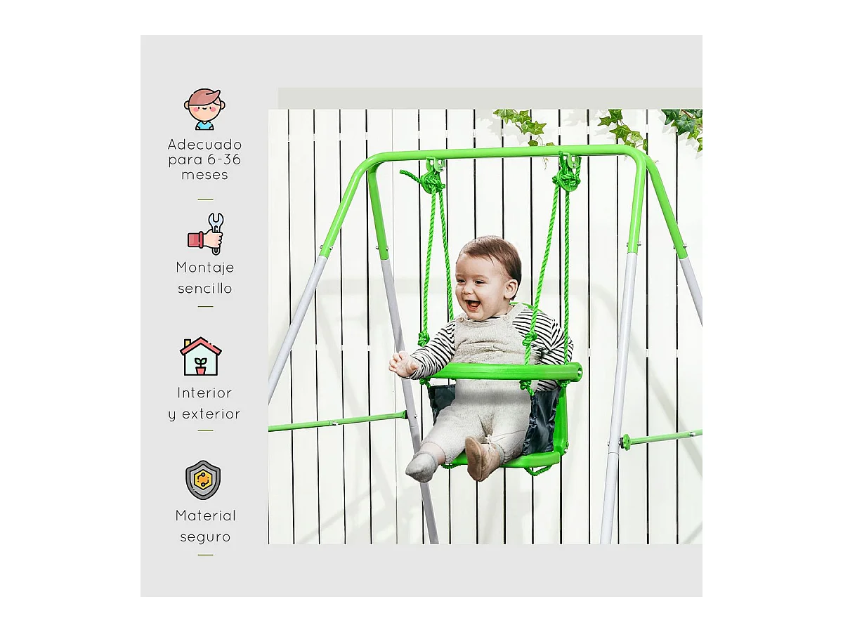 Columpio infantil verde 122x146x122 cm Outsunny