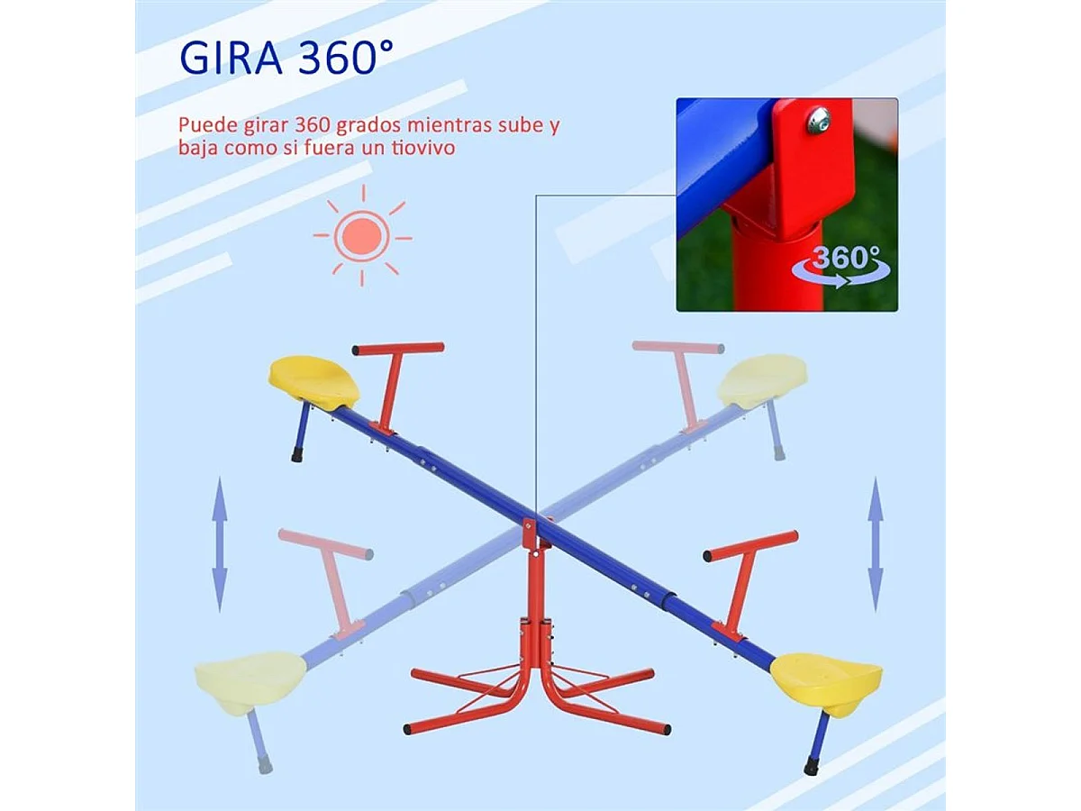Balancín giratorio infantil multicolor 182x77x63 cm Outsunny