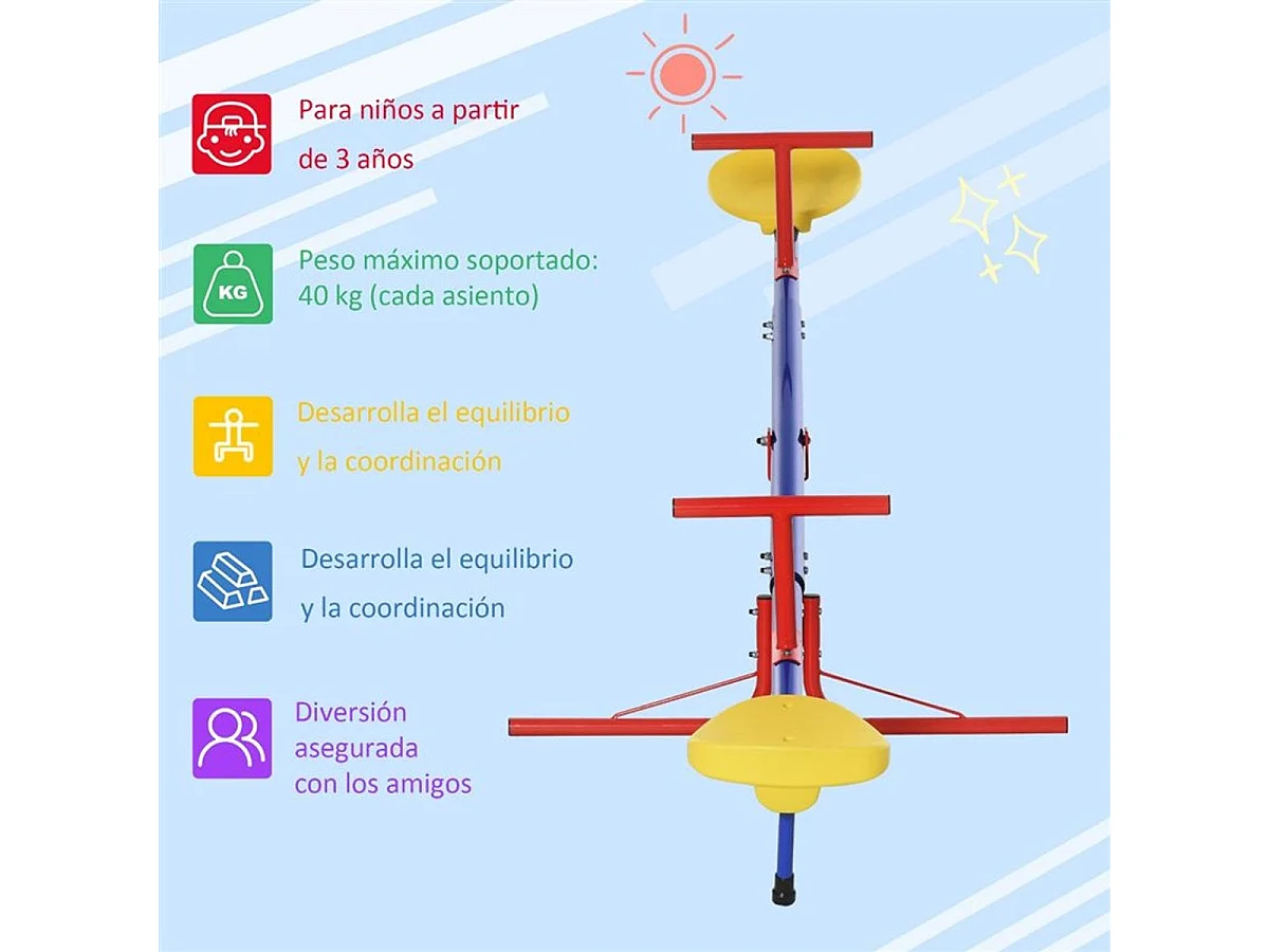 Balancín giratorio infantil multicolor 182x77x63 cm Outsunny
