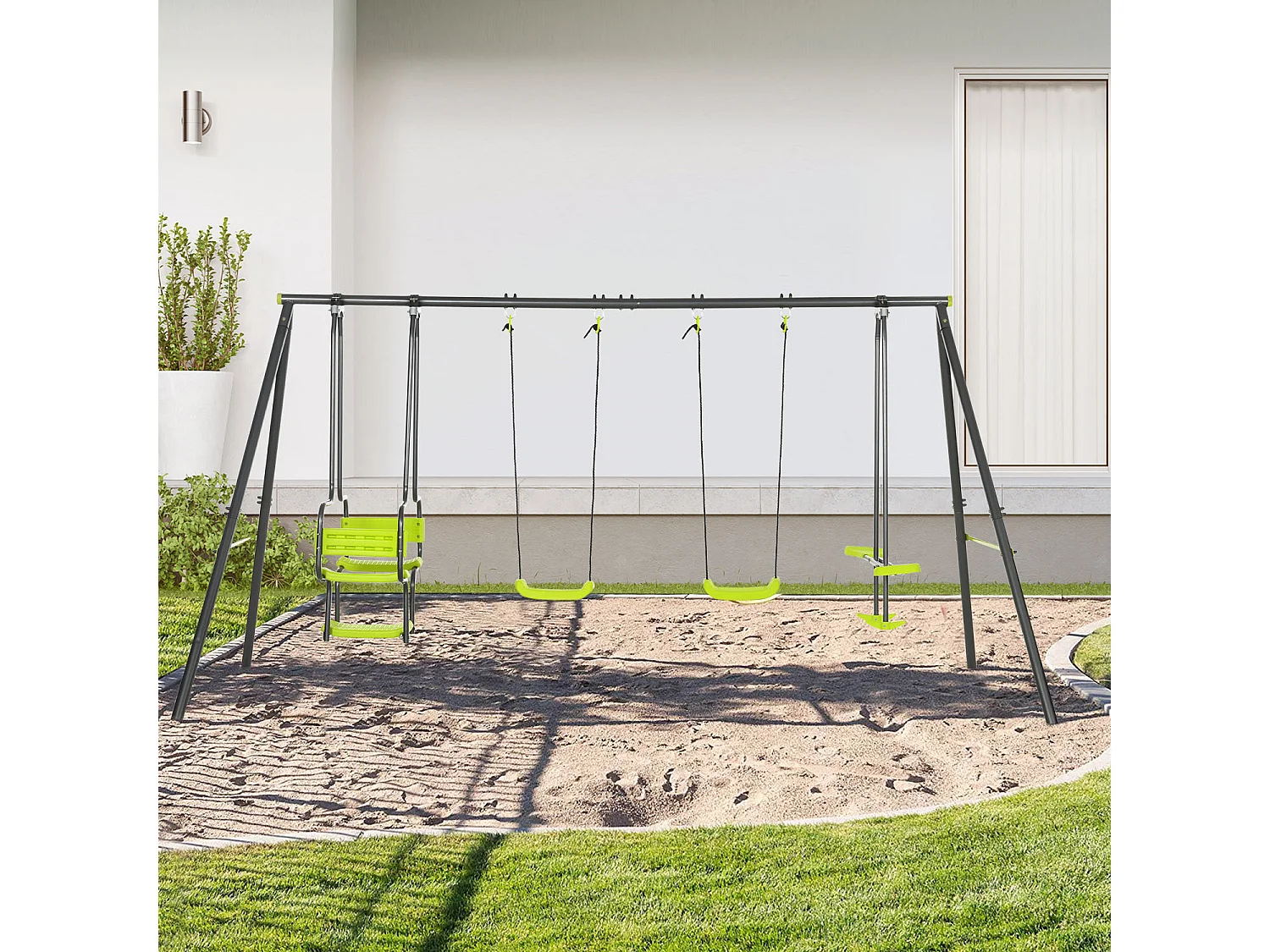 Set de columpio verde y negro 355x184x186 cm Outsunny