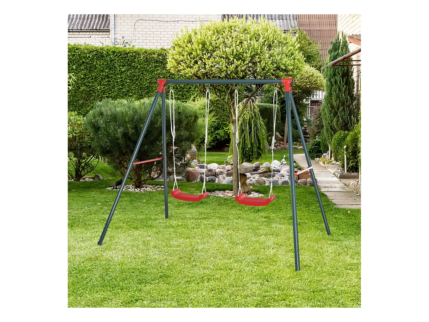 Columpio doble para niños multicolor 239x156x180 cm Outsunny