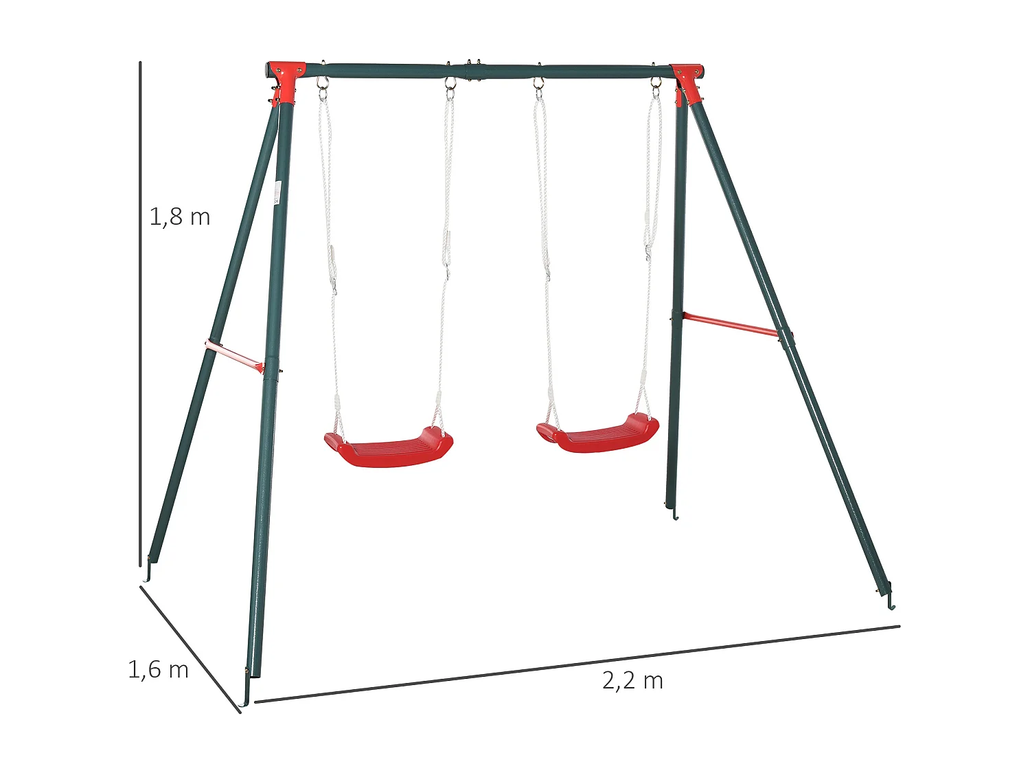 Columpio doble para niños multicolor 239x156x180 cm Outsunny