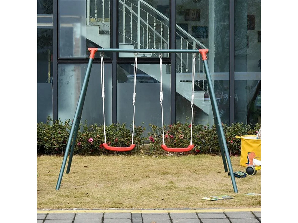 Columpio doble para niños multicolor 239x156x180 cm Outsunny